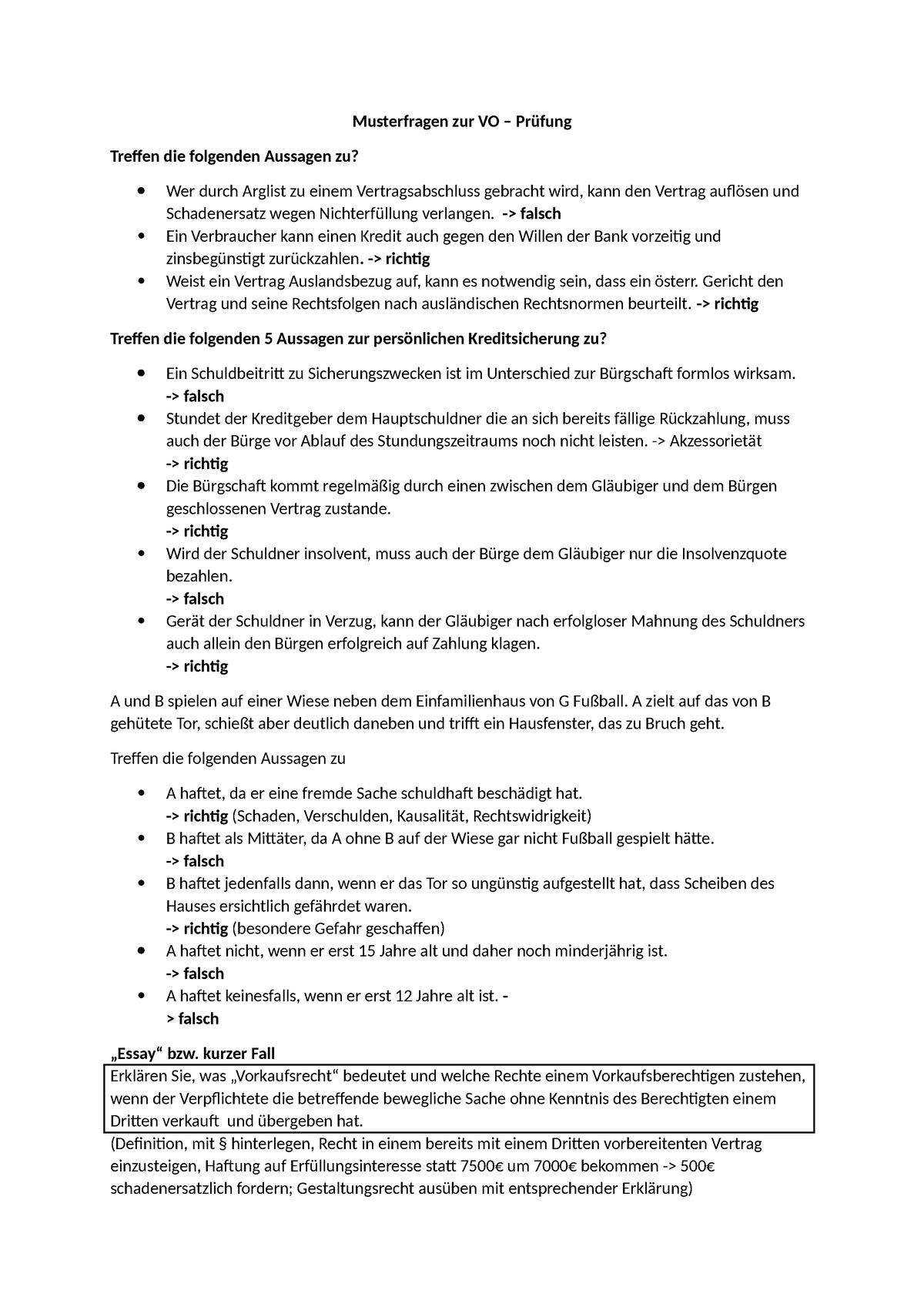 Sample questions for the VO -> wrong  A consumer can take out a loan even against the will of the bank – Studocu