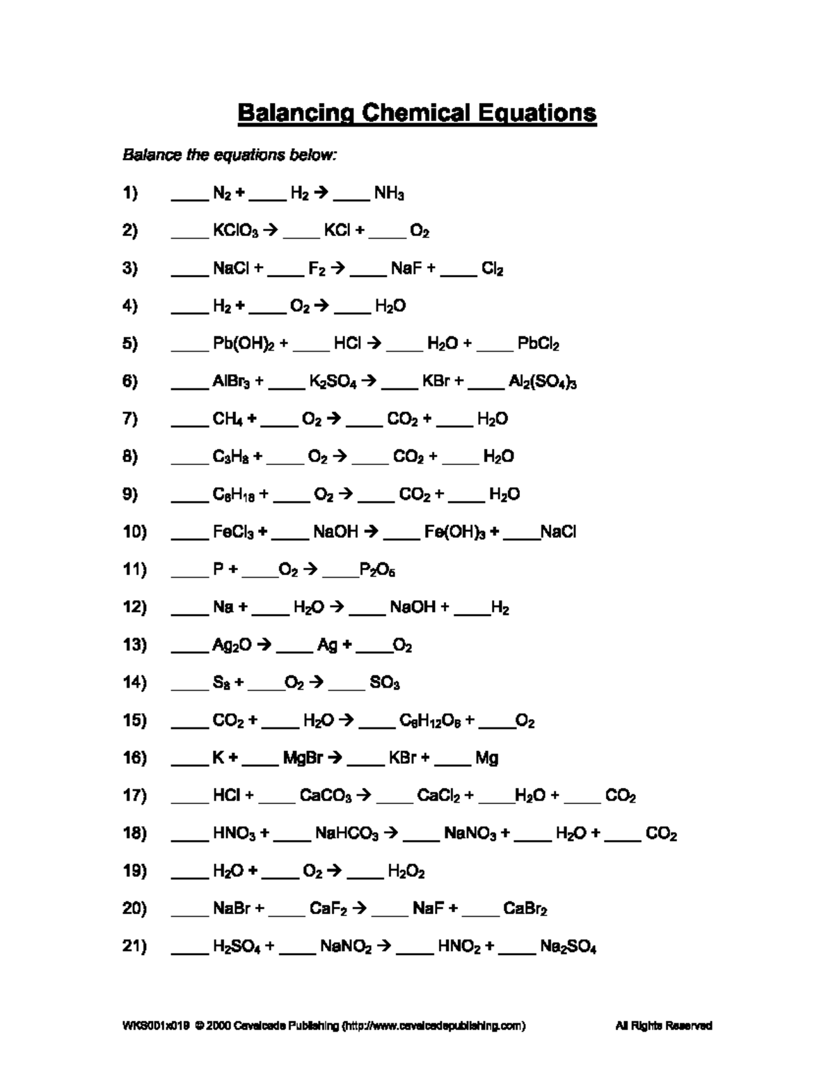 Balancing equations worksheet - Studocu