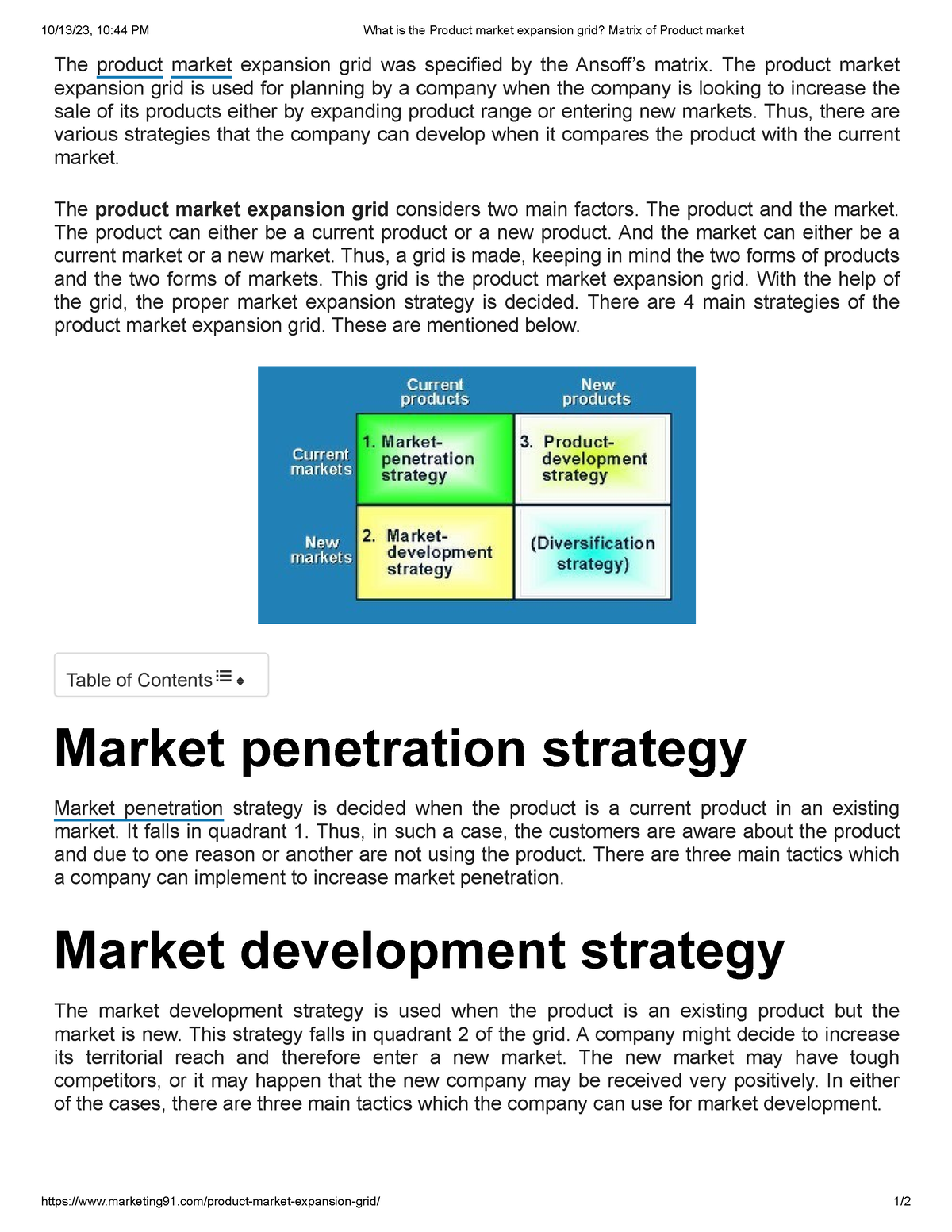 market expansion thesis