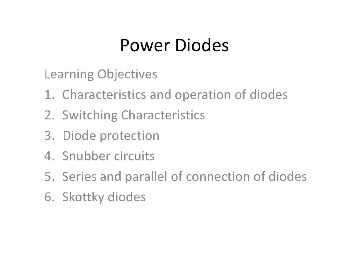 5. Power Diodes N/A Power Diodes Learning Objectives1