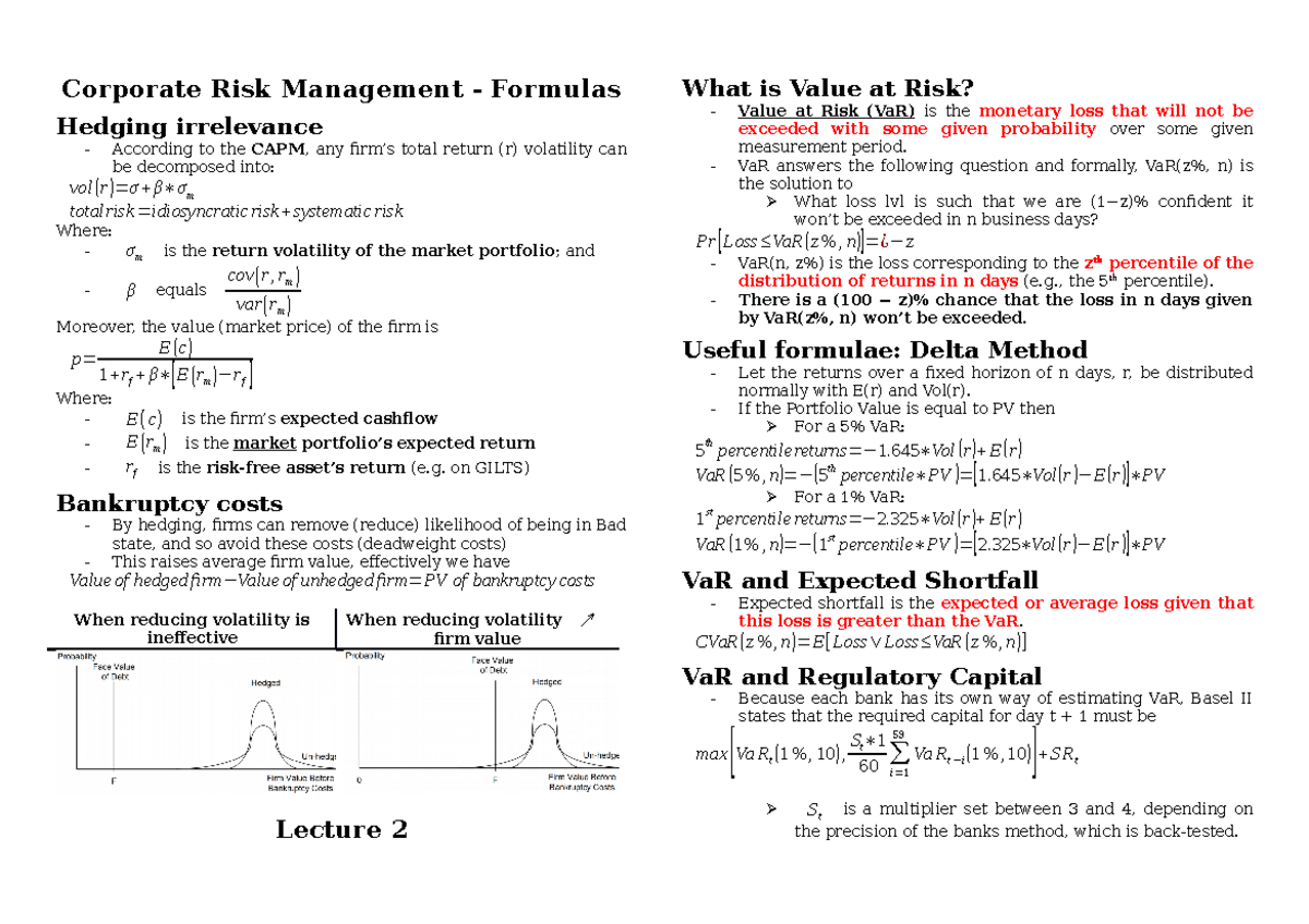 Fiches Risk - Résumé Corporate Risk Management - Corporate Risk ...