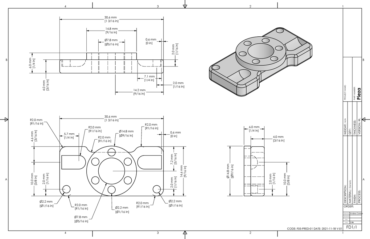 Pieza - 1 1 2 2 3 3 4 4 A A B B Designed by: Checked by: Date: Scale ...