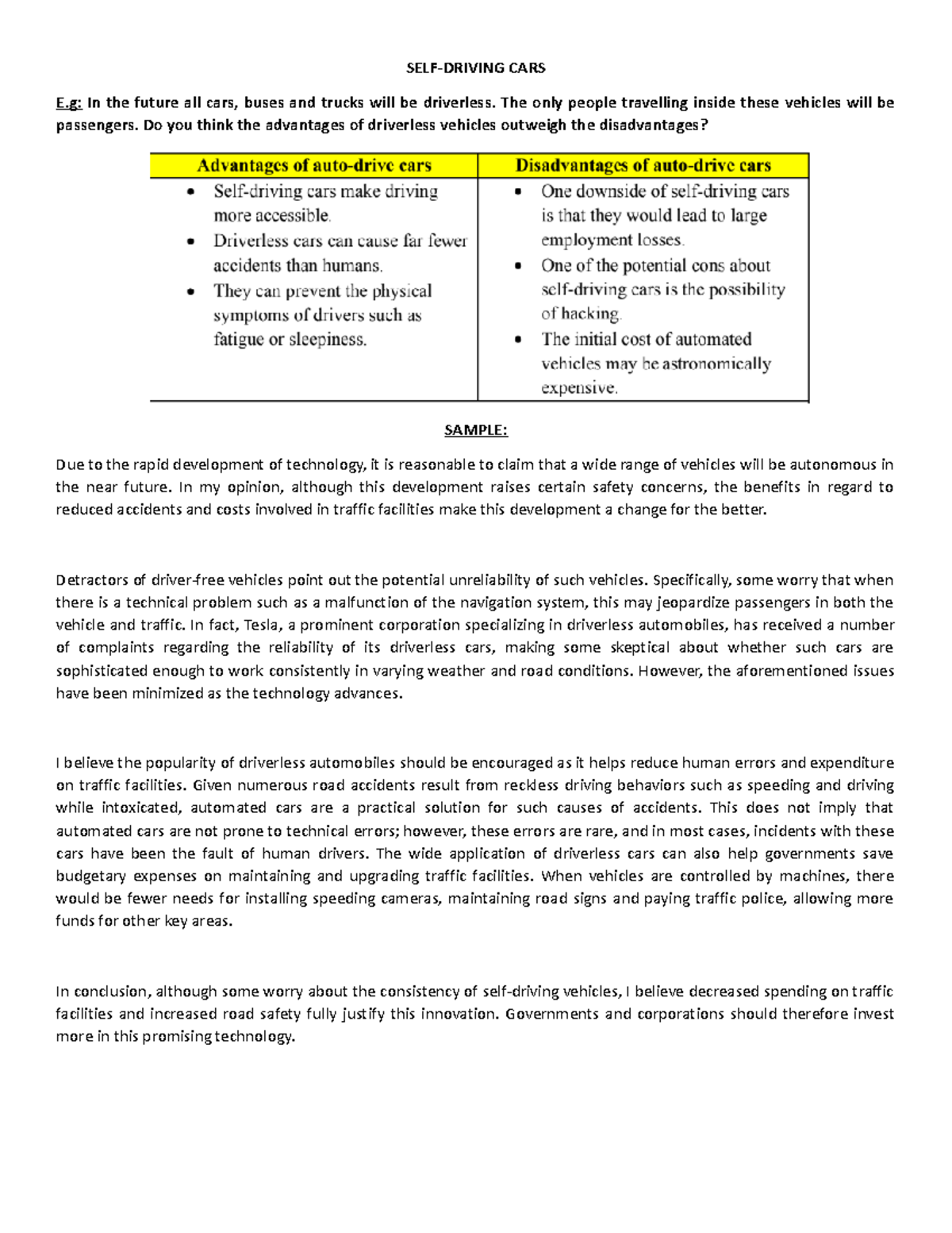 self driving cars thesis statement