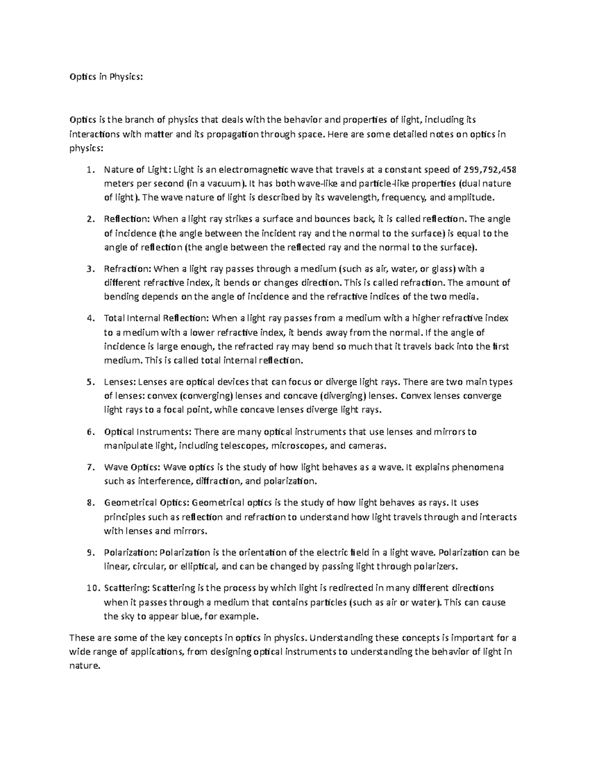 Optics in Physics Optics in Physics Optics is the branch of physics