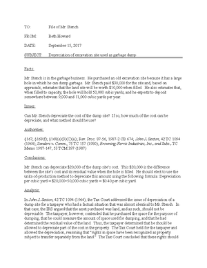 Sample Tax Research Memo Mr Stench Acct 3330 Federal Taxation Studocu