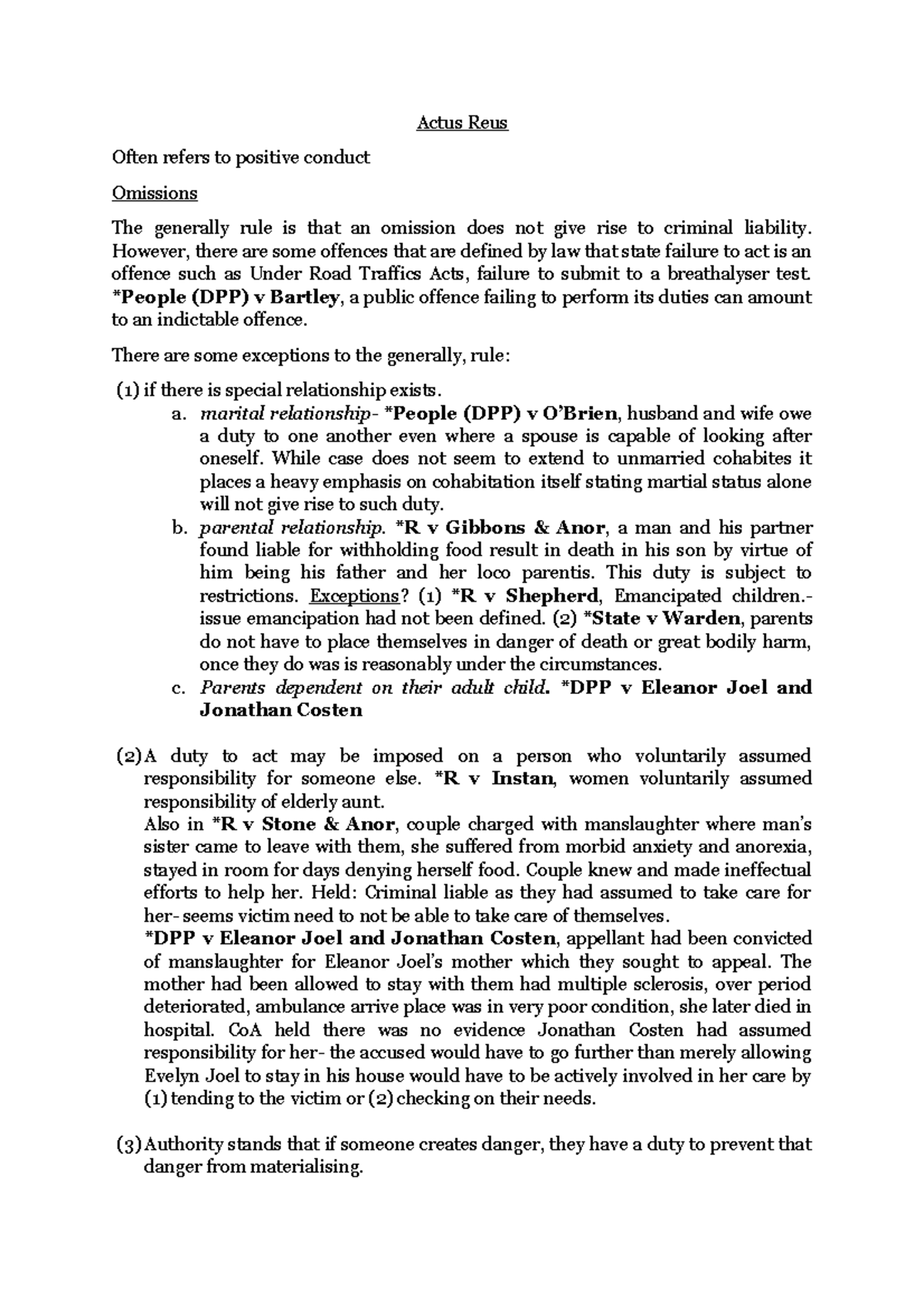 2. Actus Reus - Summary Of Fe1 Manual Chapter - Actus Reus Often Refers ...