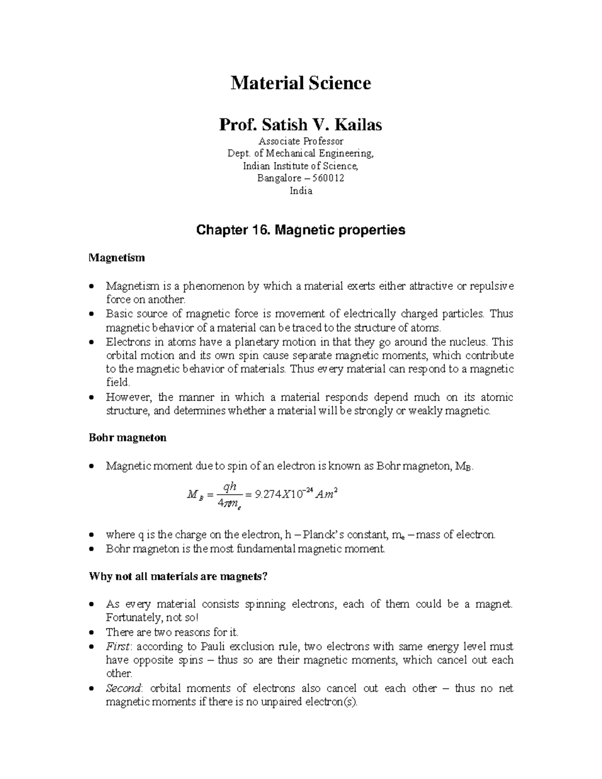 WEBP M16 - Notes - Material Science Prof. Satish V. Kailas Associate ...