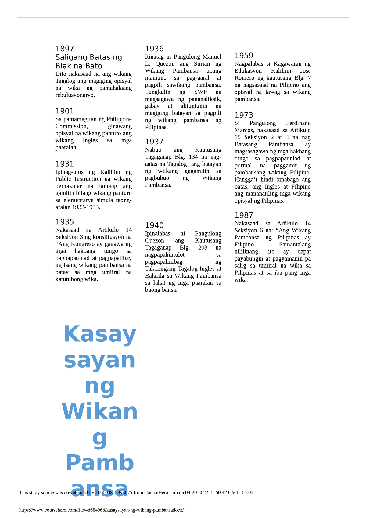 Kasaysayan ng wikang pambansa - 1897 Saligang Batas ng Biak na Bato