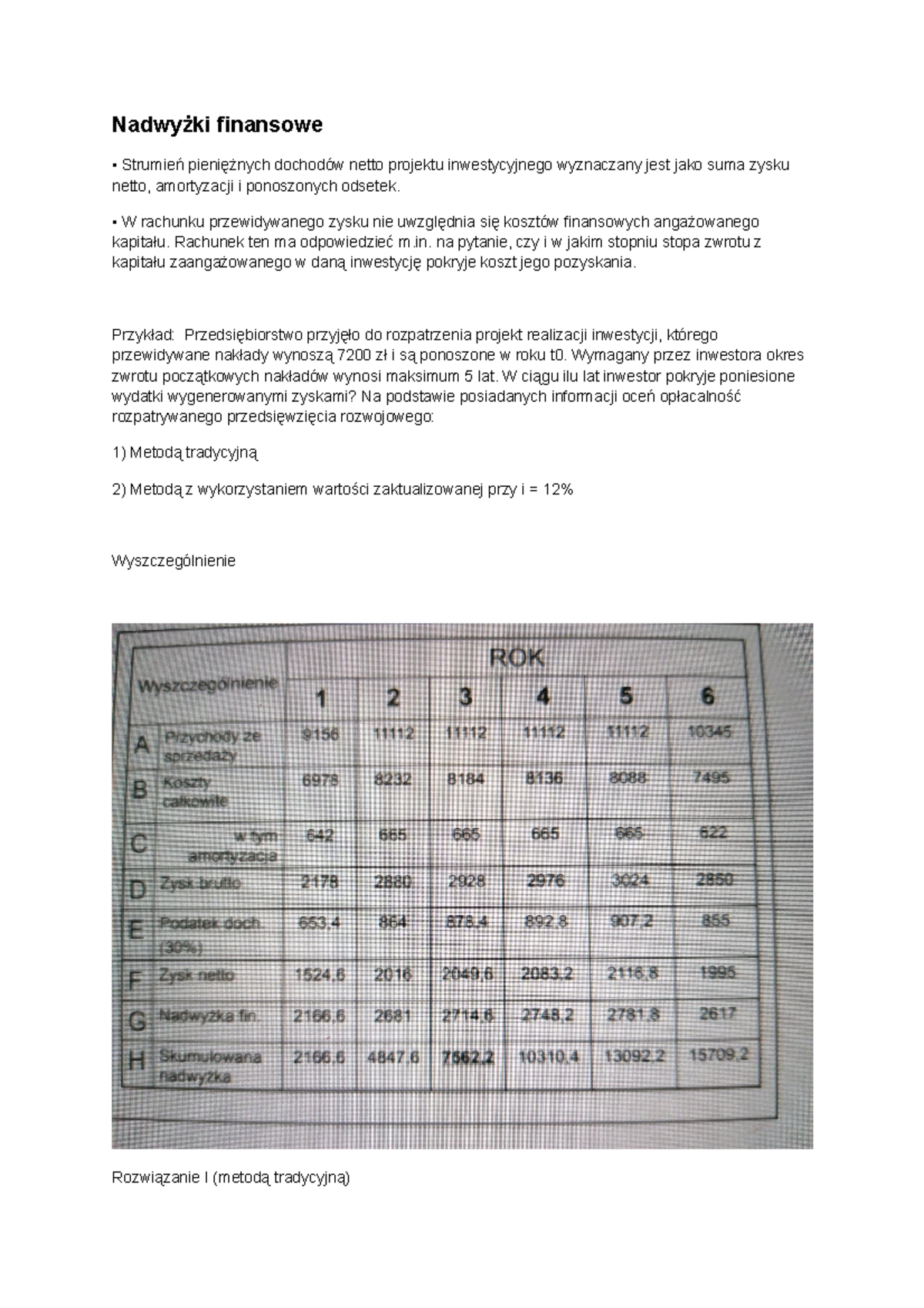 Analiza Ekonomiczna ćwiczenia 1 - Nadwyżki Finansowe Strumień ...