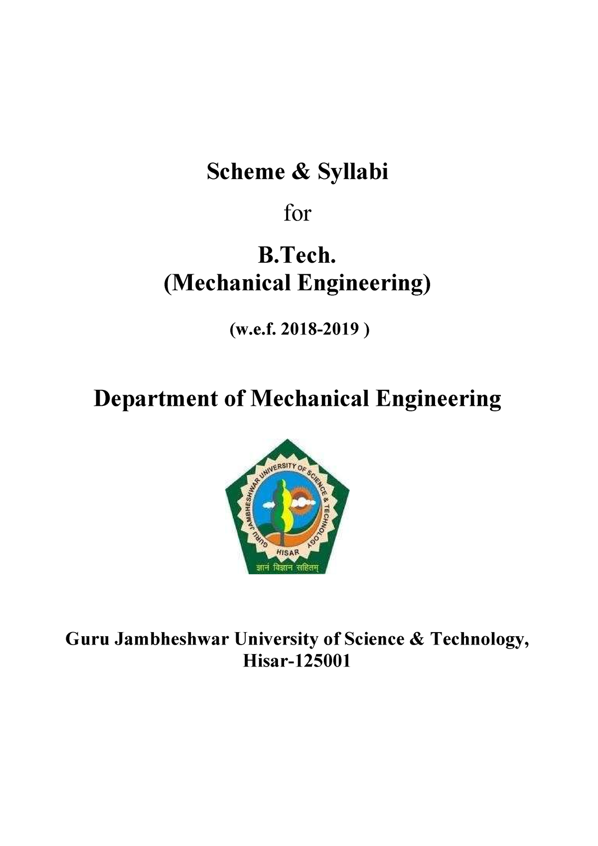 Syllabus B.Tech 2018 110222 - Scheme & Syllabi For B. (Mechanical ...