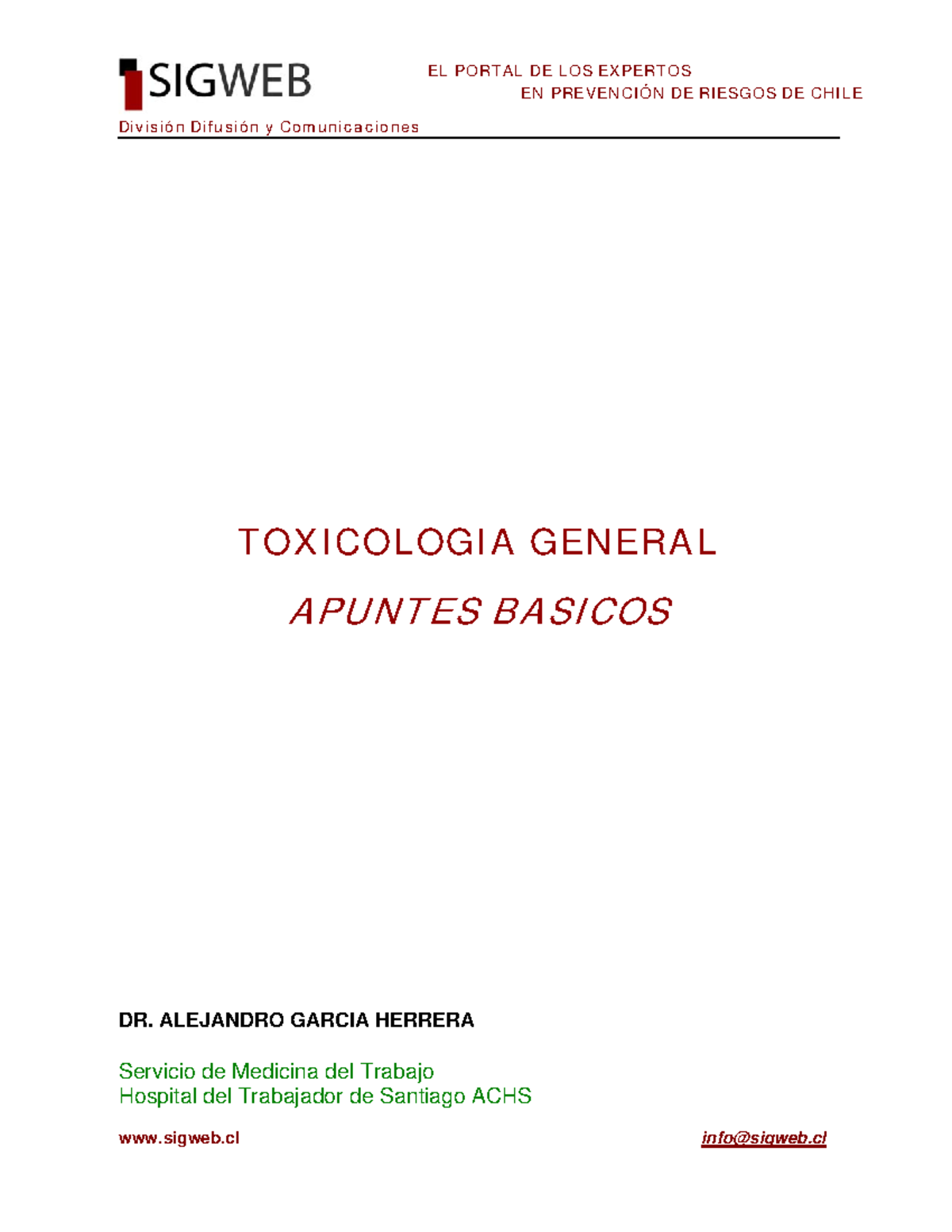 Toxicologia - Apuntes Conceptos Basicos - División Difusi ón Y Com Unic ...