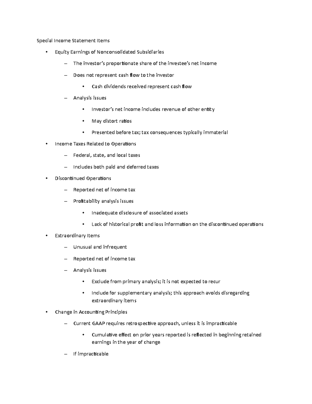 Lecture Notes 8 b Special Statement Items Equity Earnings of