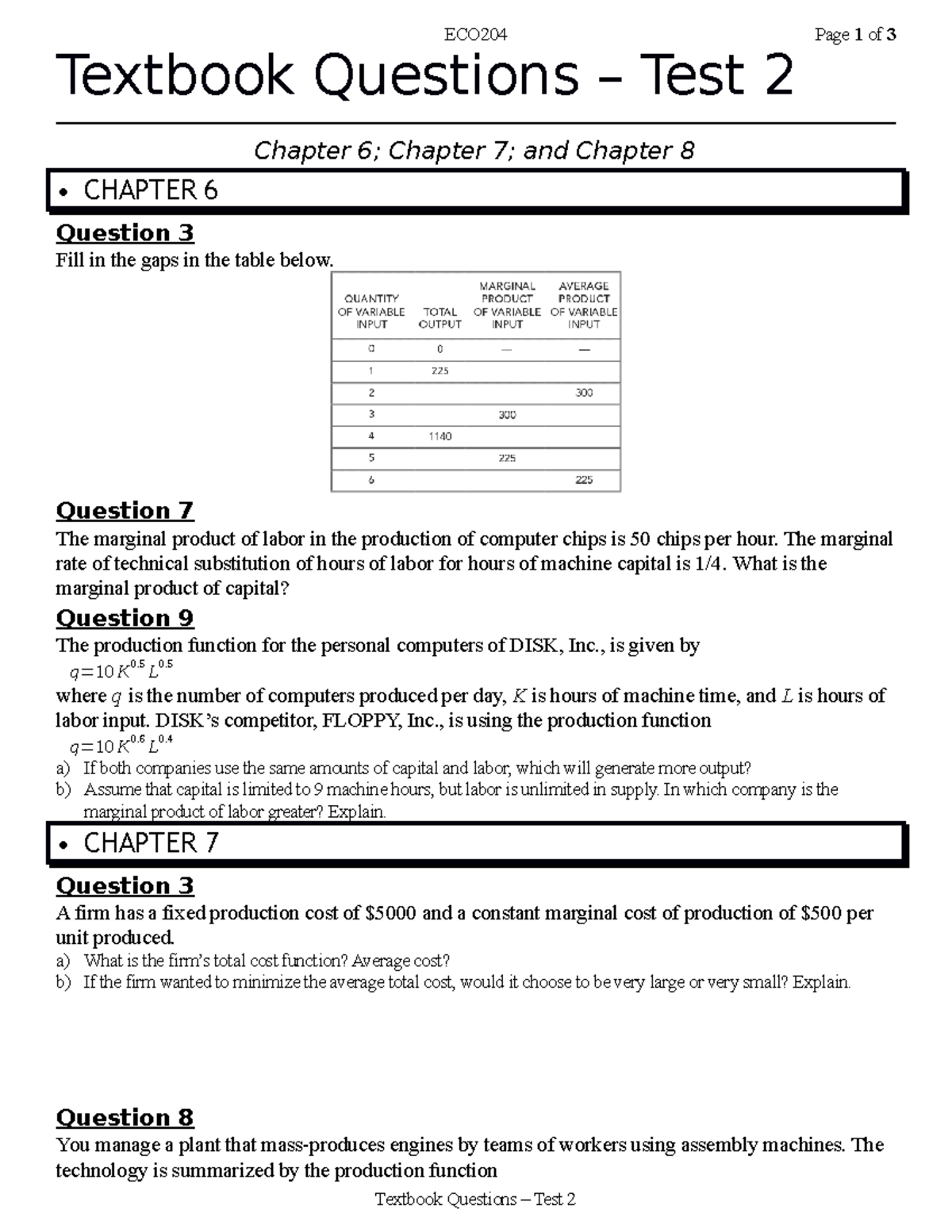 ECO204-2018-2019 - ECO204 Page 1 of 3 Textbook Questions – Test 2 ...