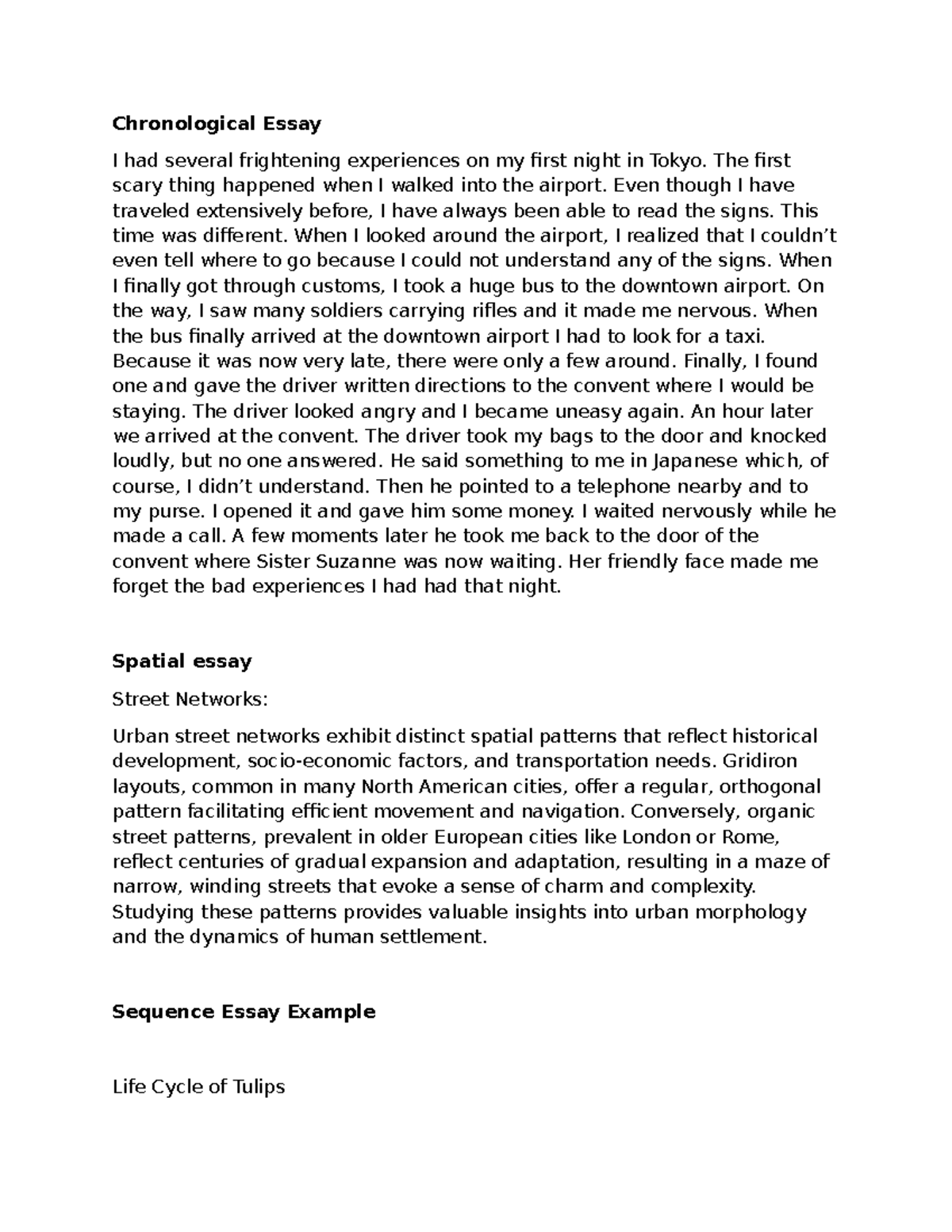 LCC - Chronological Essay I had several frightening experiences on my ...