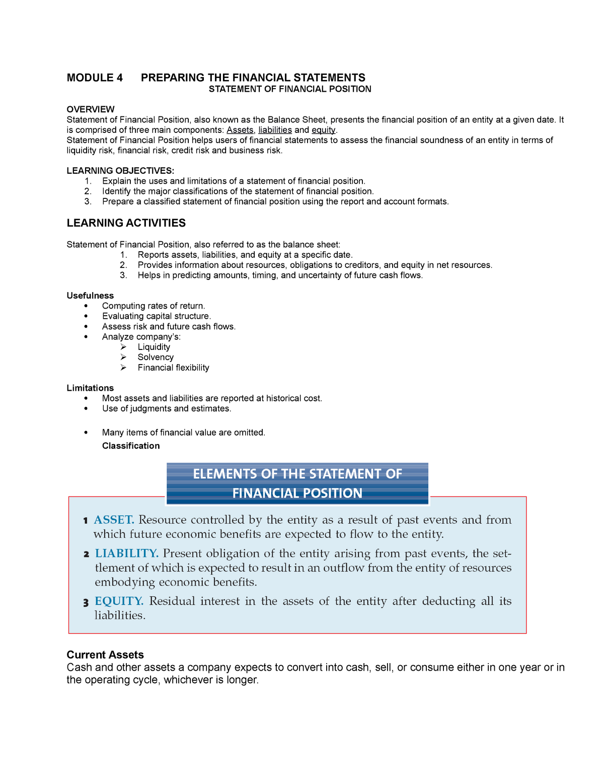 What Is The Primary Purpose Of The Statement Of Financial Position