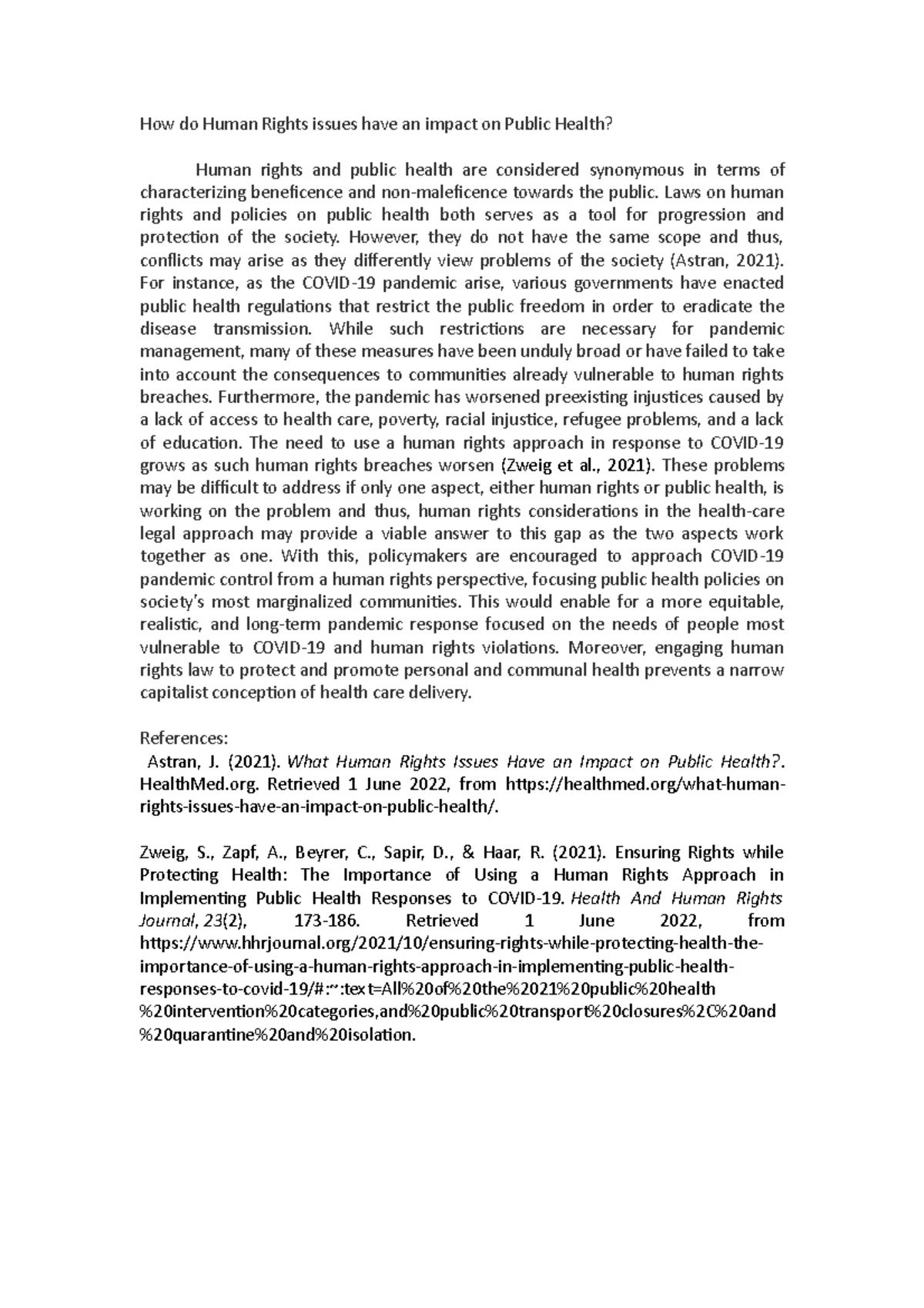 How do Human Rights issues have an impact on Public Health - Laws on ...