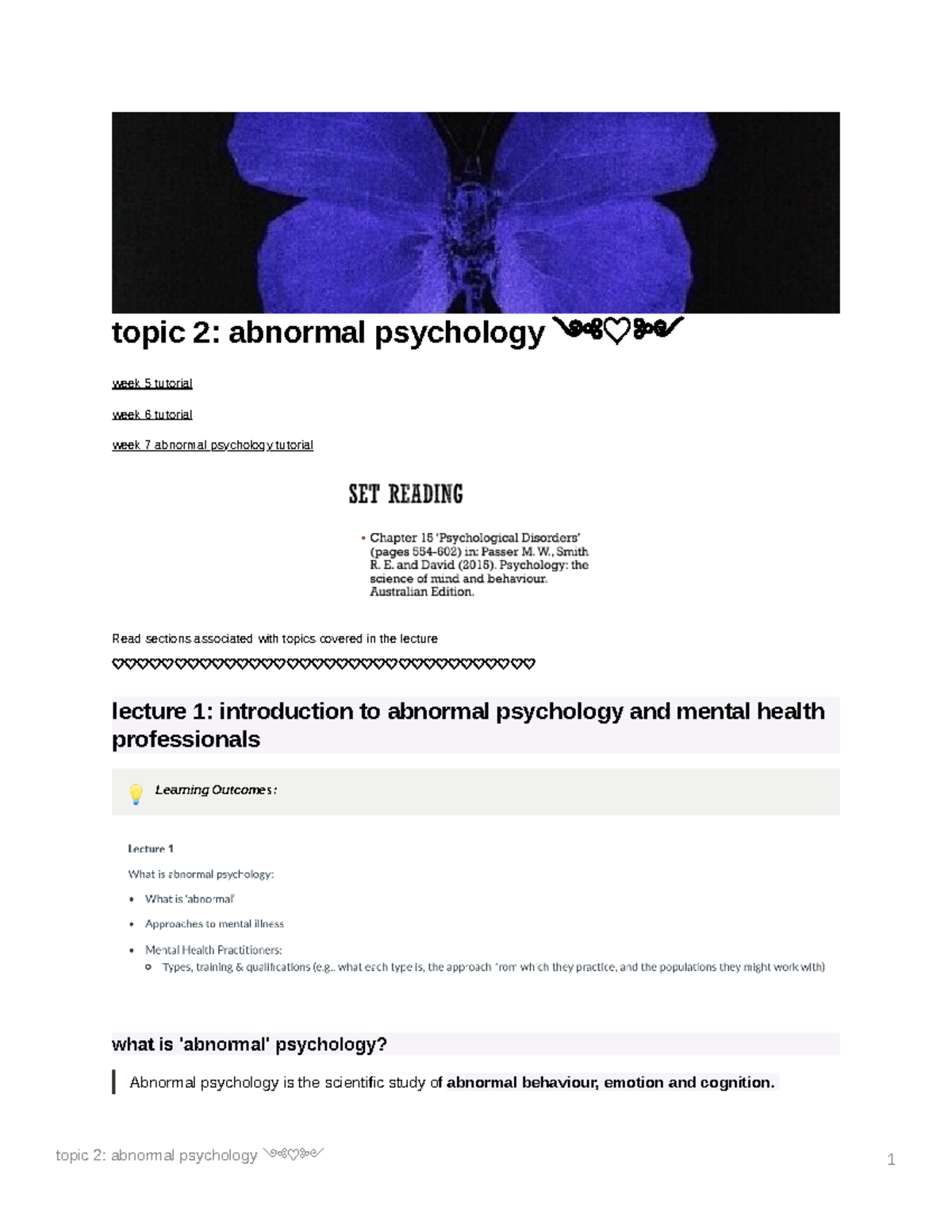 Topic 2 Abnormal Psychology - Topic 2: Abnormal Psychology ༺♡༻ Week 5 ...