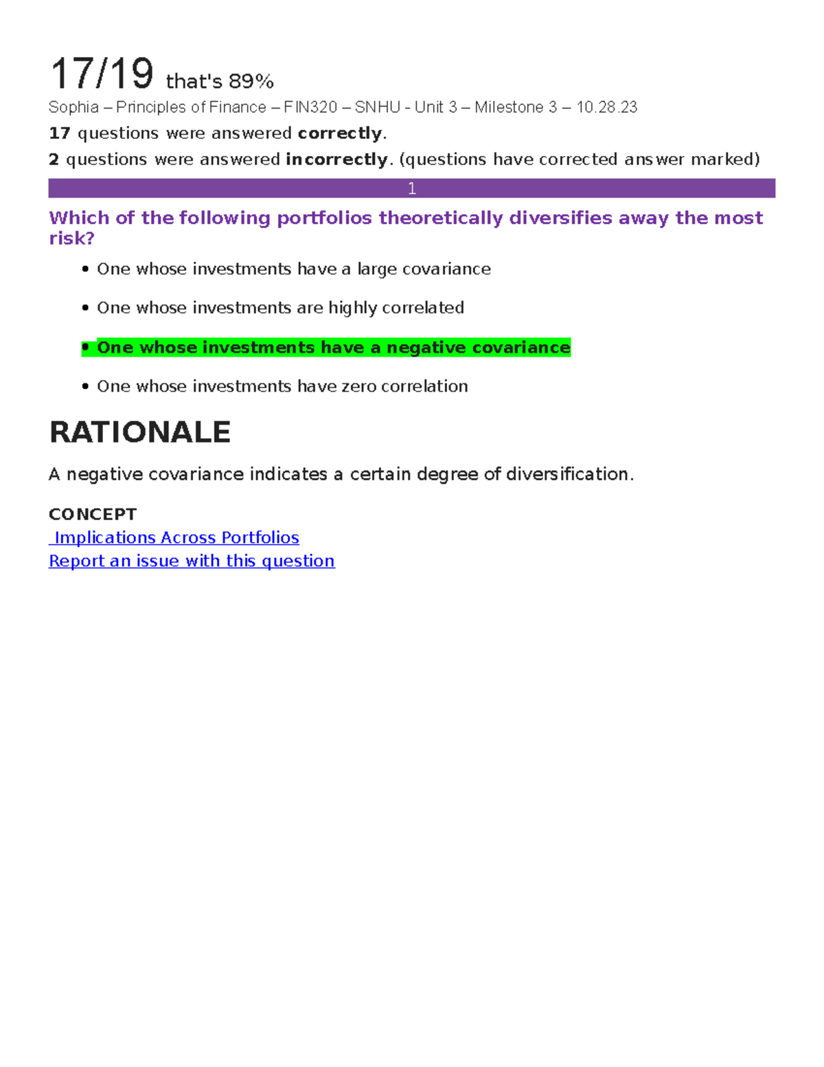 Sophia – Principles Of Finance – FIN320 – SNHU - Unit 3 – Milestone 3 ...