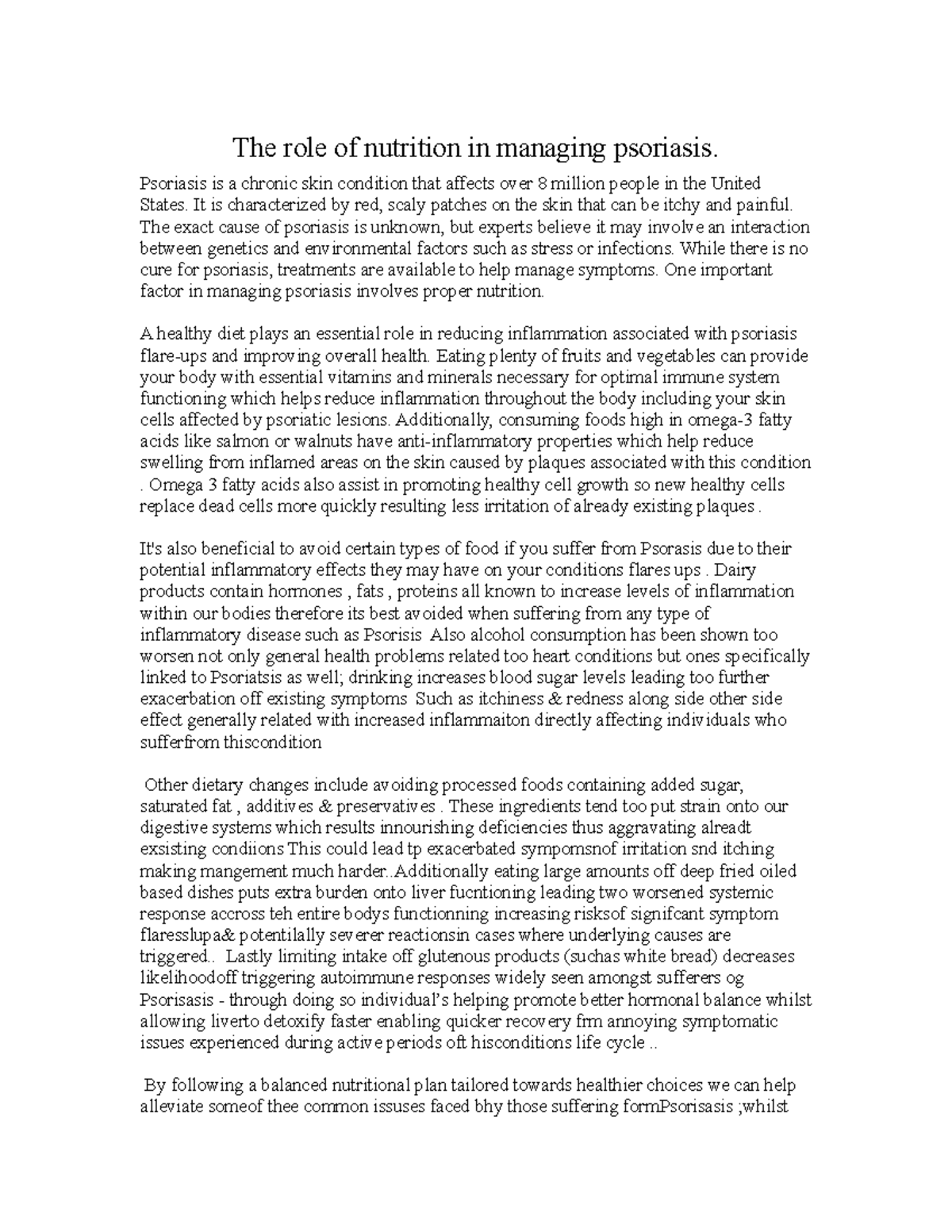 fundamentals of nutrition - The role of nutrition in managing psoriasis ...