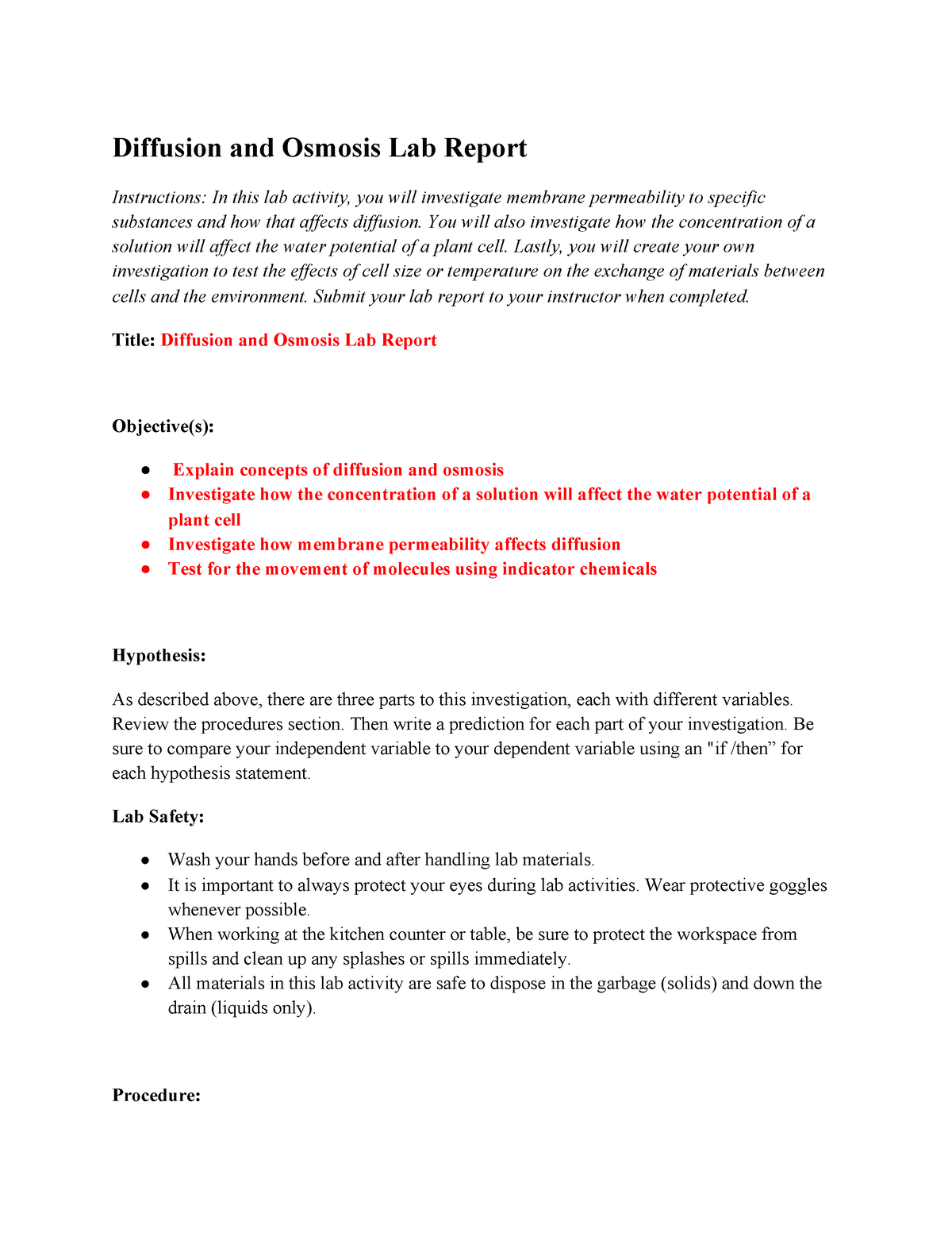 osmosis lab report hypothesis
