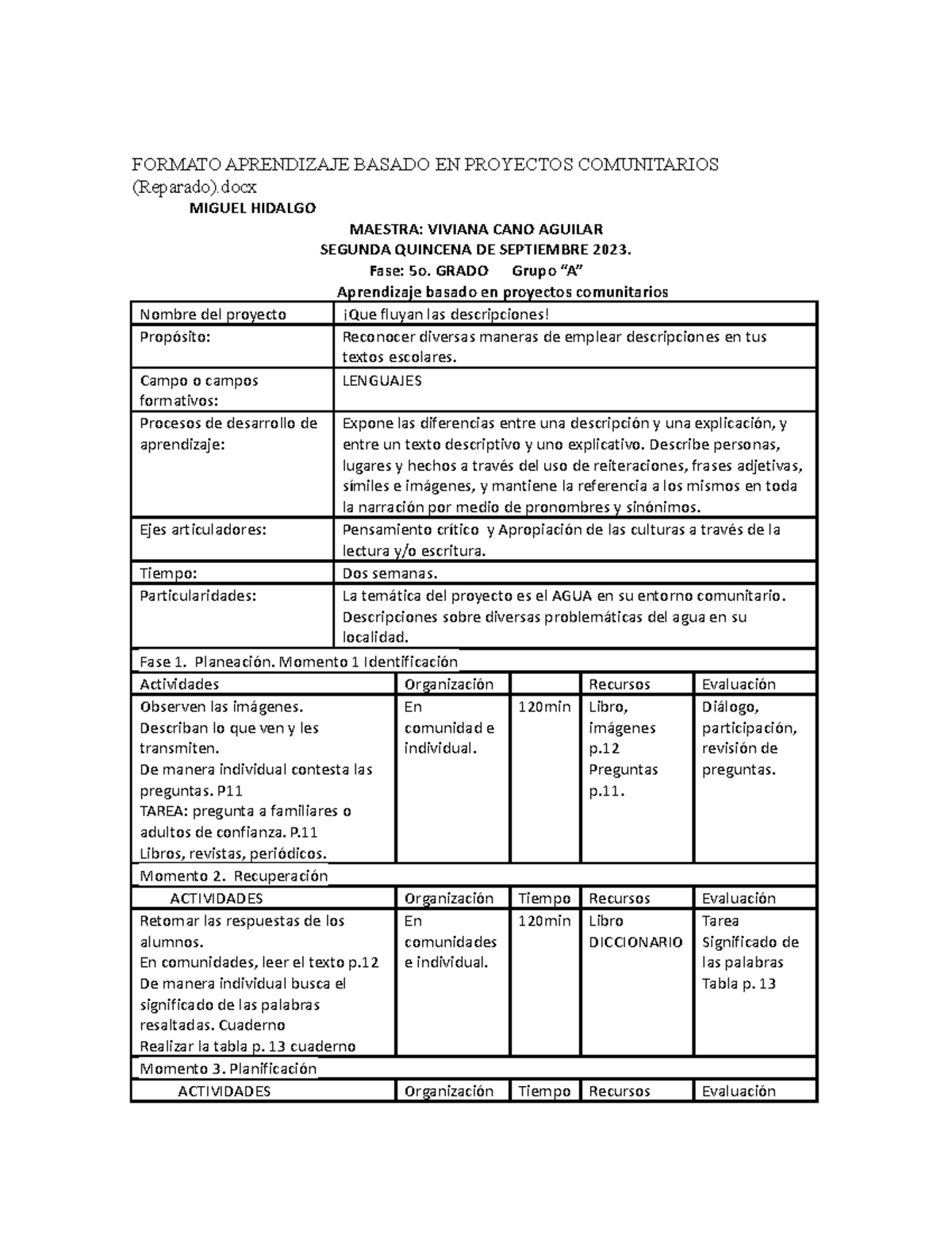 Formato Aprendizaje Basado EN Proyectos Comunitarios (Reparado ...