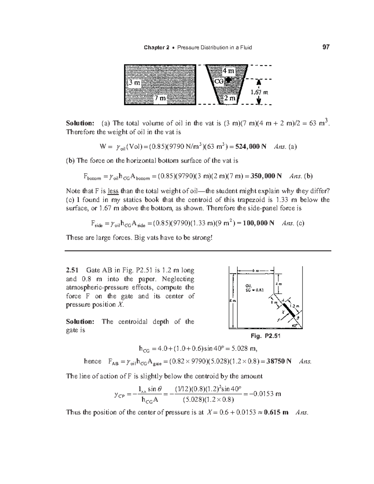 White P2 51 Chapter 2 Pressure Distribution In A Fluid 97 Solution White P2 51 Chapter 2 Pressure Distribution In A Fluid 97 Solution