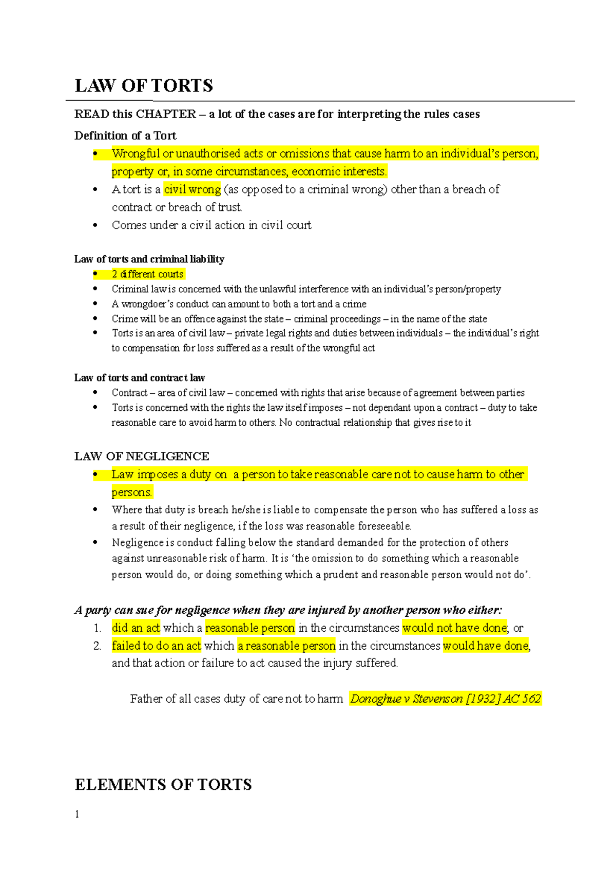 law of torts assignment pdf