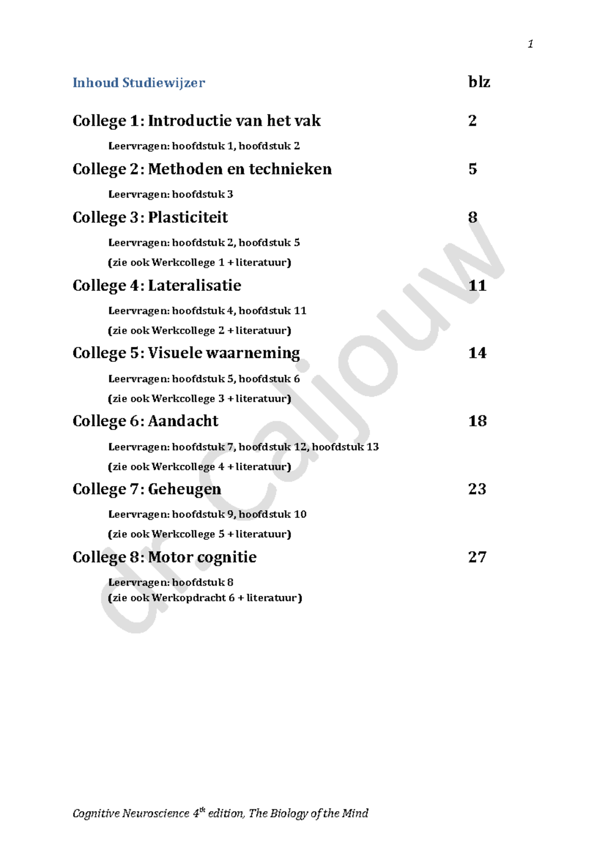 Studiewijzer Met Leervragen 2017-2018 Uitgewerkt - Inhoud Studiewijzer ...