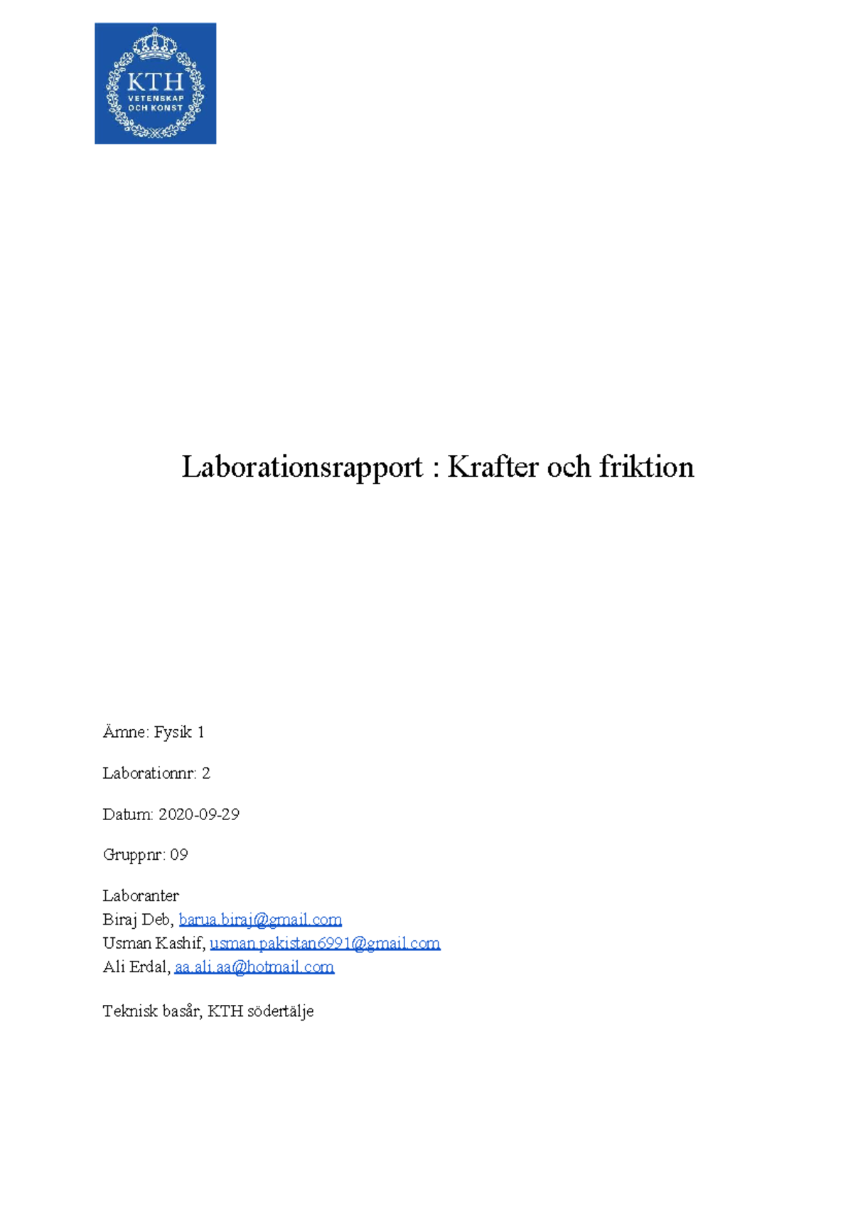 Fysik Labb.pdf Försök 3 - Laborationsrapport : Krafter Och Friktion ...