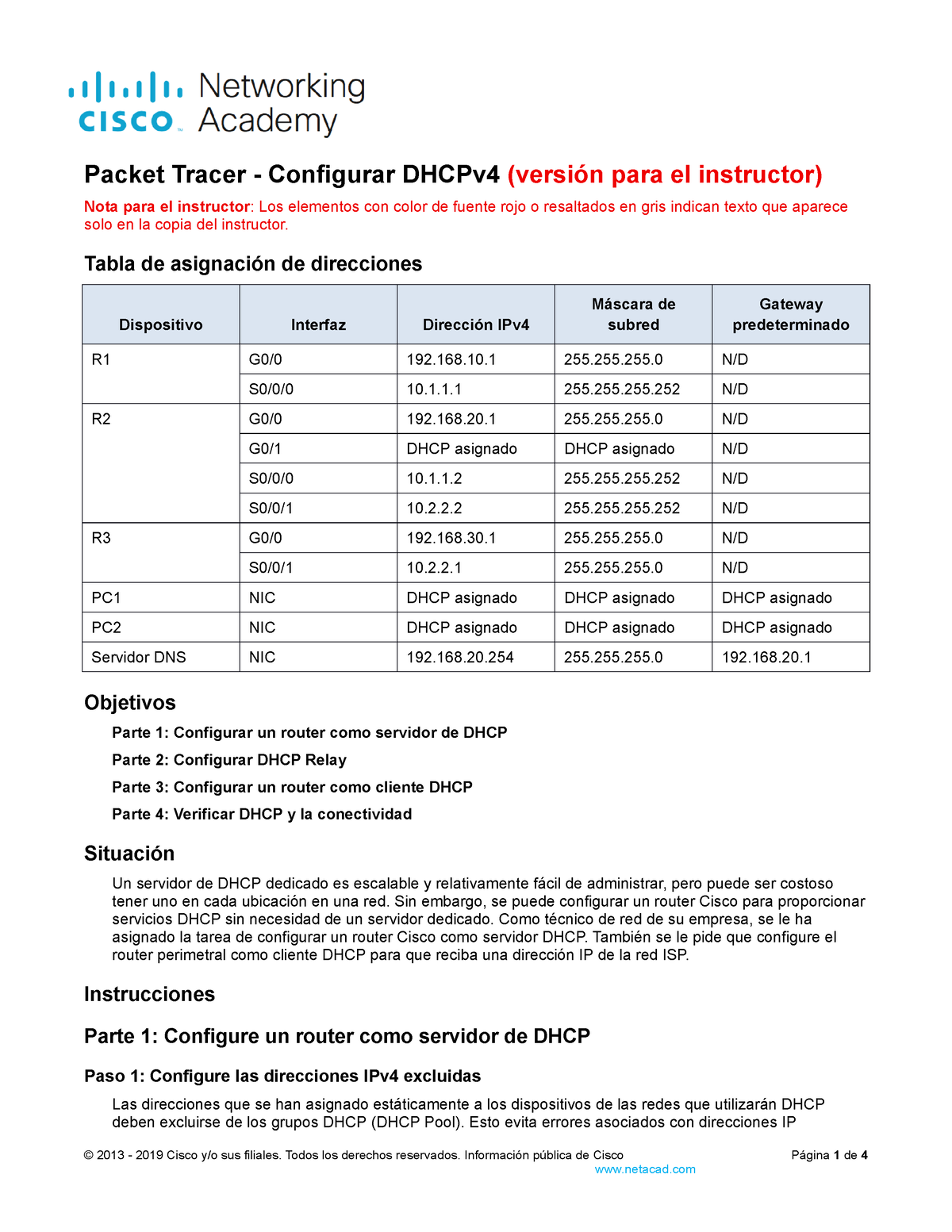 7.2.10 Packet Tracer - Configure DHCPv 4 - ILM - Packet Tracer ...