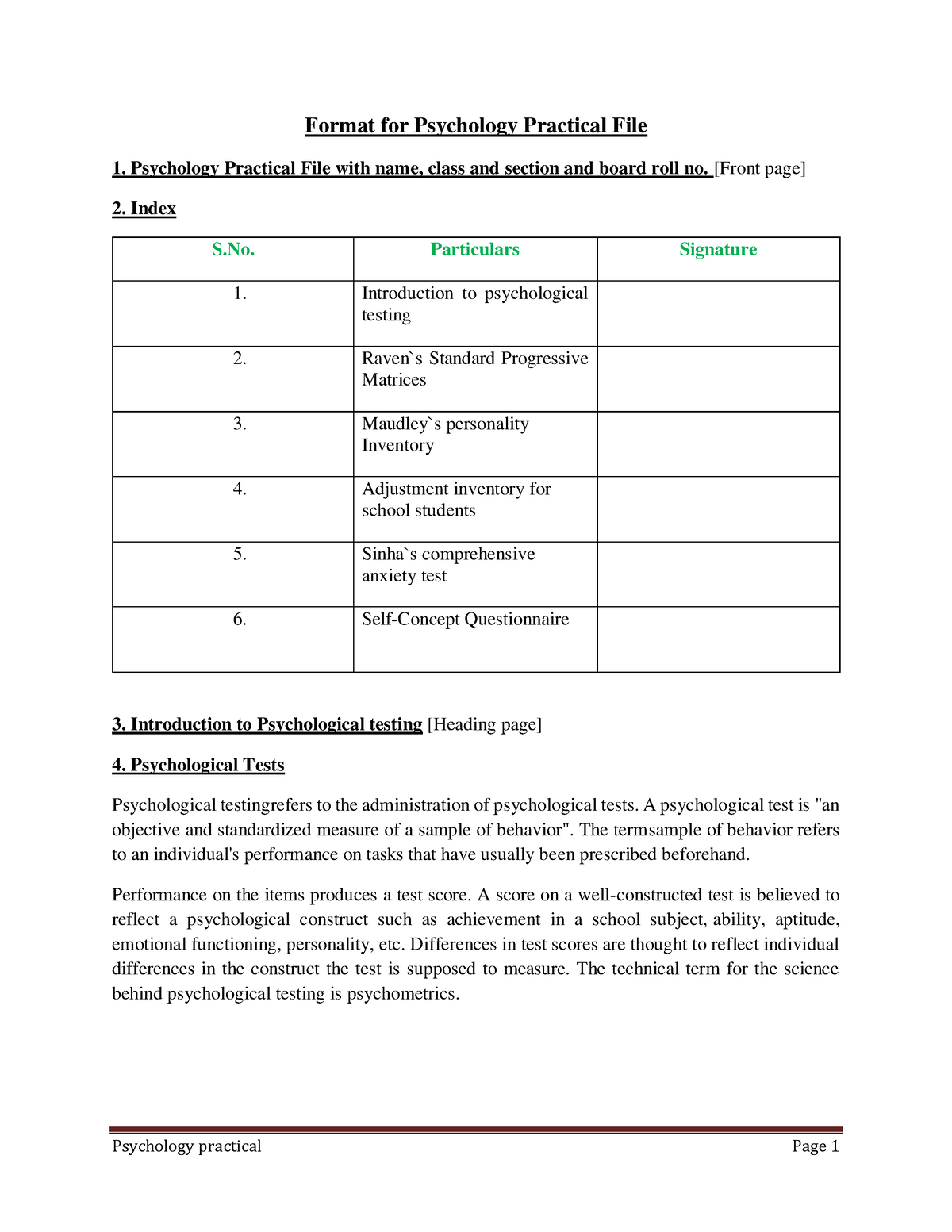 Psychology-practical-file-class-xii - Format For Psychology Practical ...