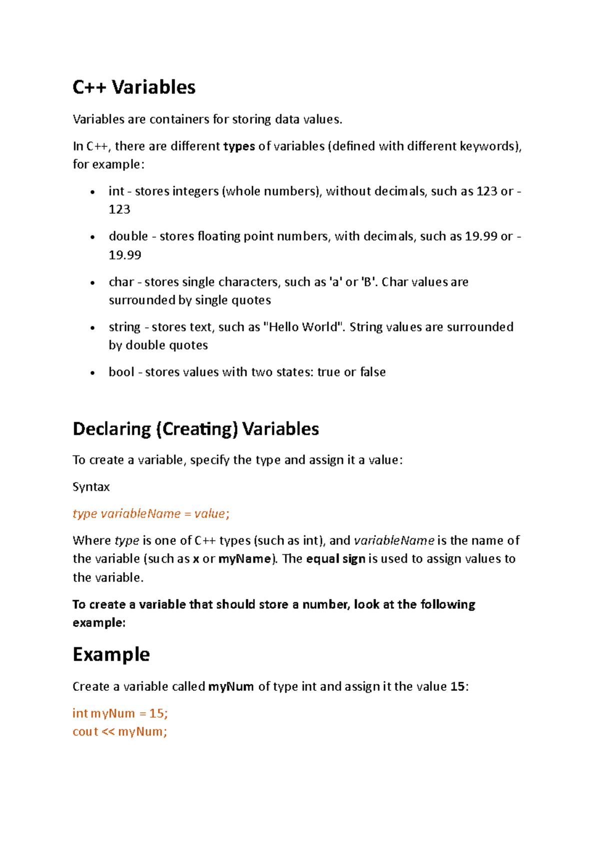 C++ Variables - Kdksks - C++ Variables Variables are containers for ...