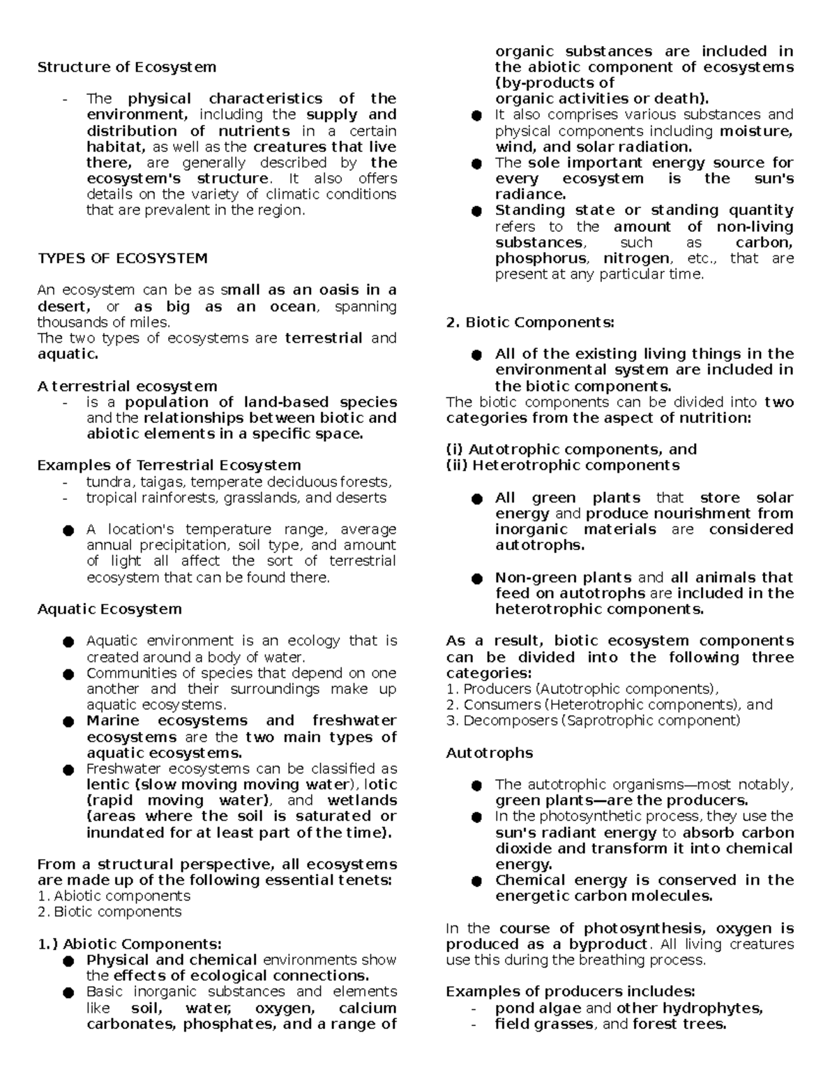 People and Earth's Ecosystem Reviewer midterm - Structure of Ecosystem ...