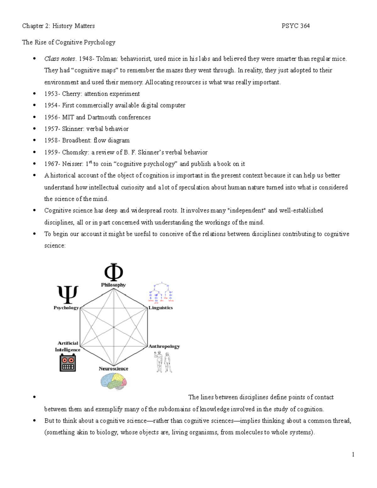 Chapter 2 in cognition - Chapter 2: History Matters PSYC 364 The Rise ...