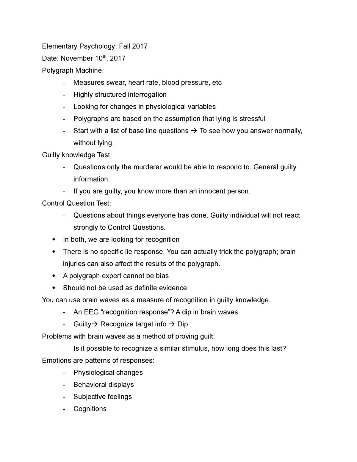Elementary Psychology Notes Psy Studocu