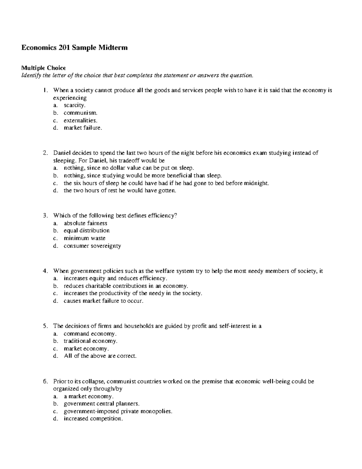 Multiple Choice Test Template 4 Answer Word