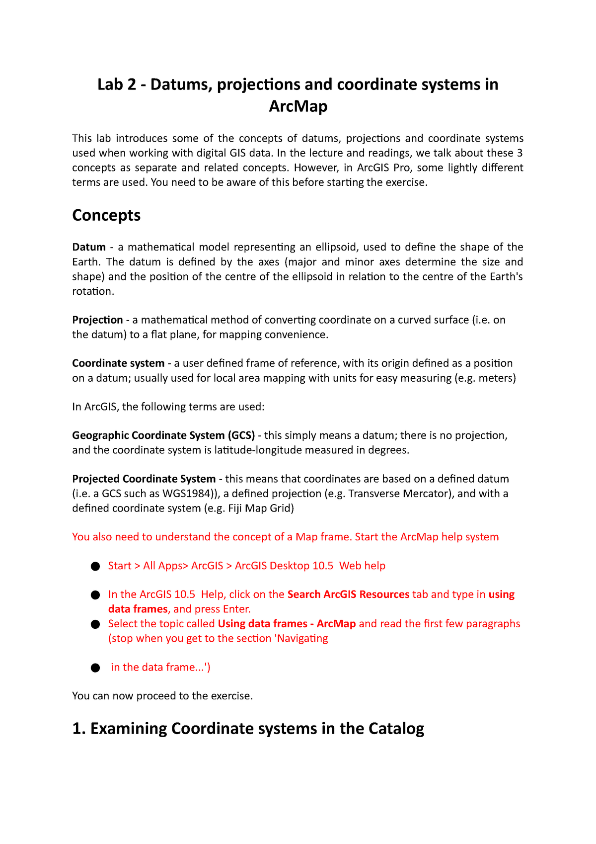 Lab 2 Datums Projections And Coordsys Answers - Lab 2 - Datums ...