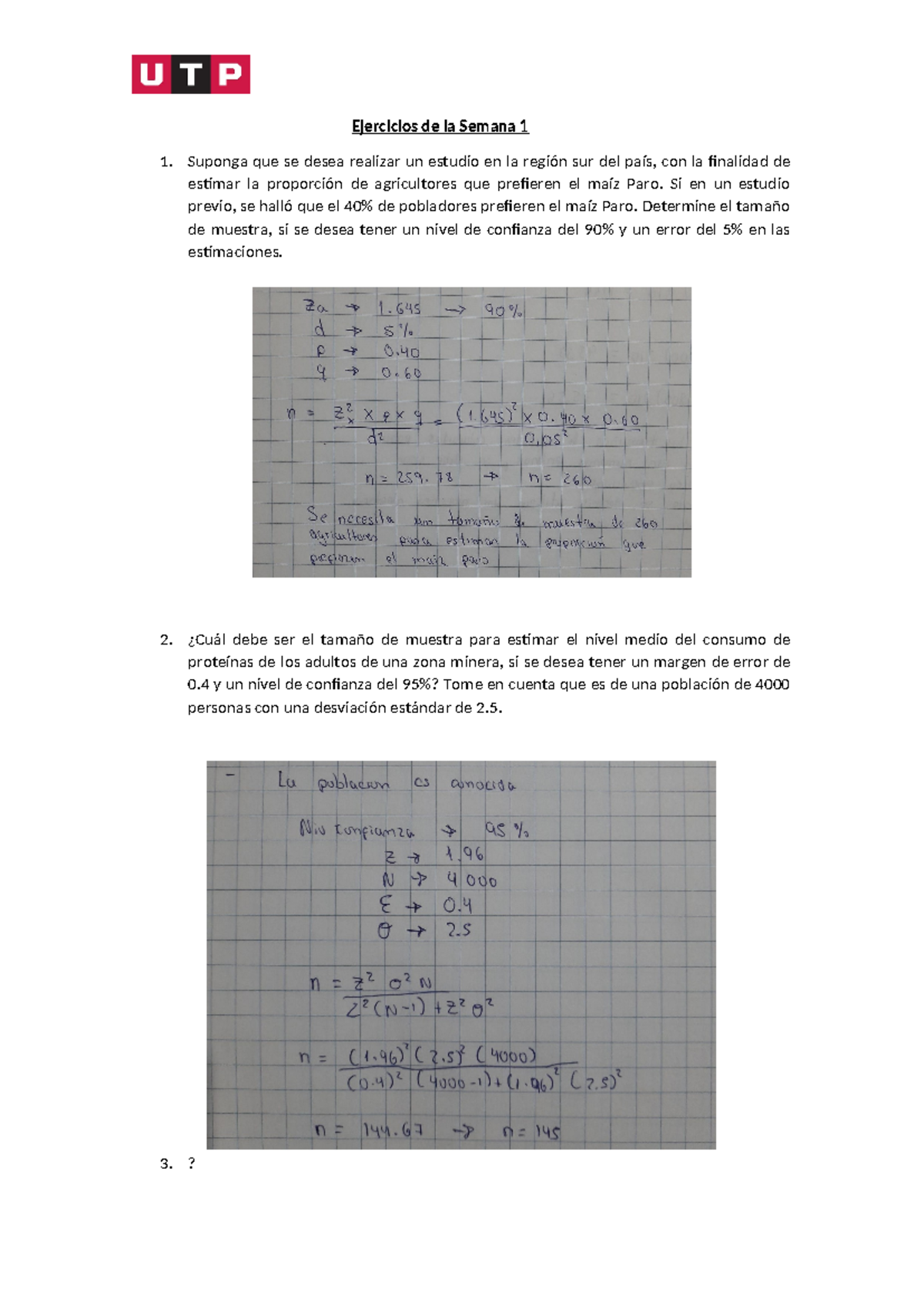 Ejercicios+semana 1 - Ejercicios de la Semana 1 Suponga que se desea ...