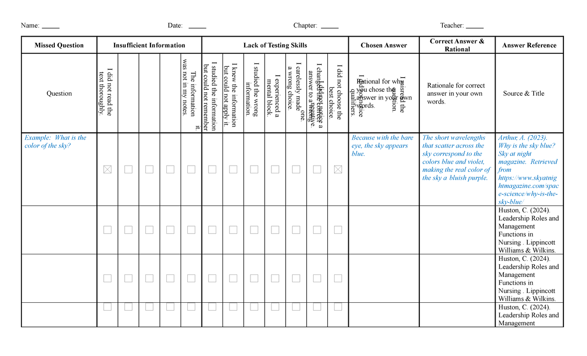 Nurs 420 Week 3 Chapter Quiz Review Worksheet - The information was not ...