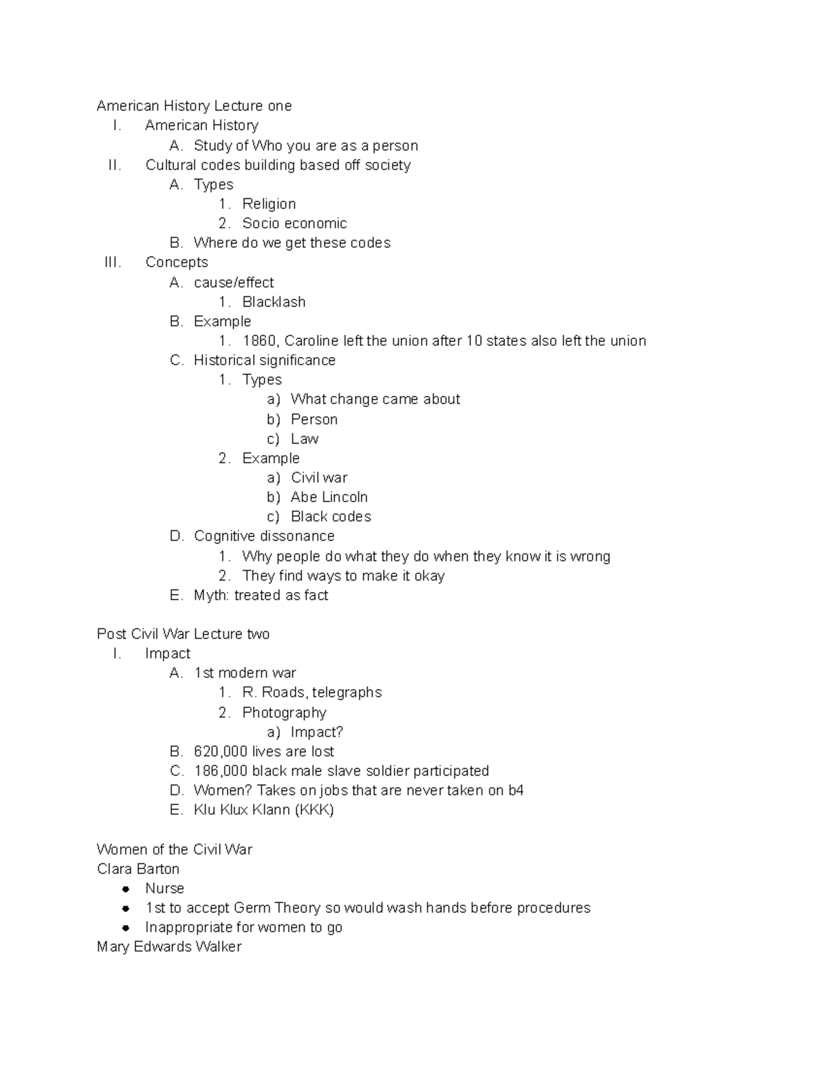 History 17b - Lecture notes 1-5 - American History Lecture one I ...