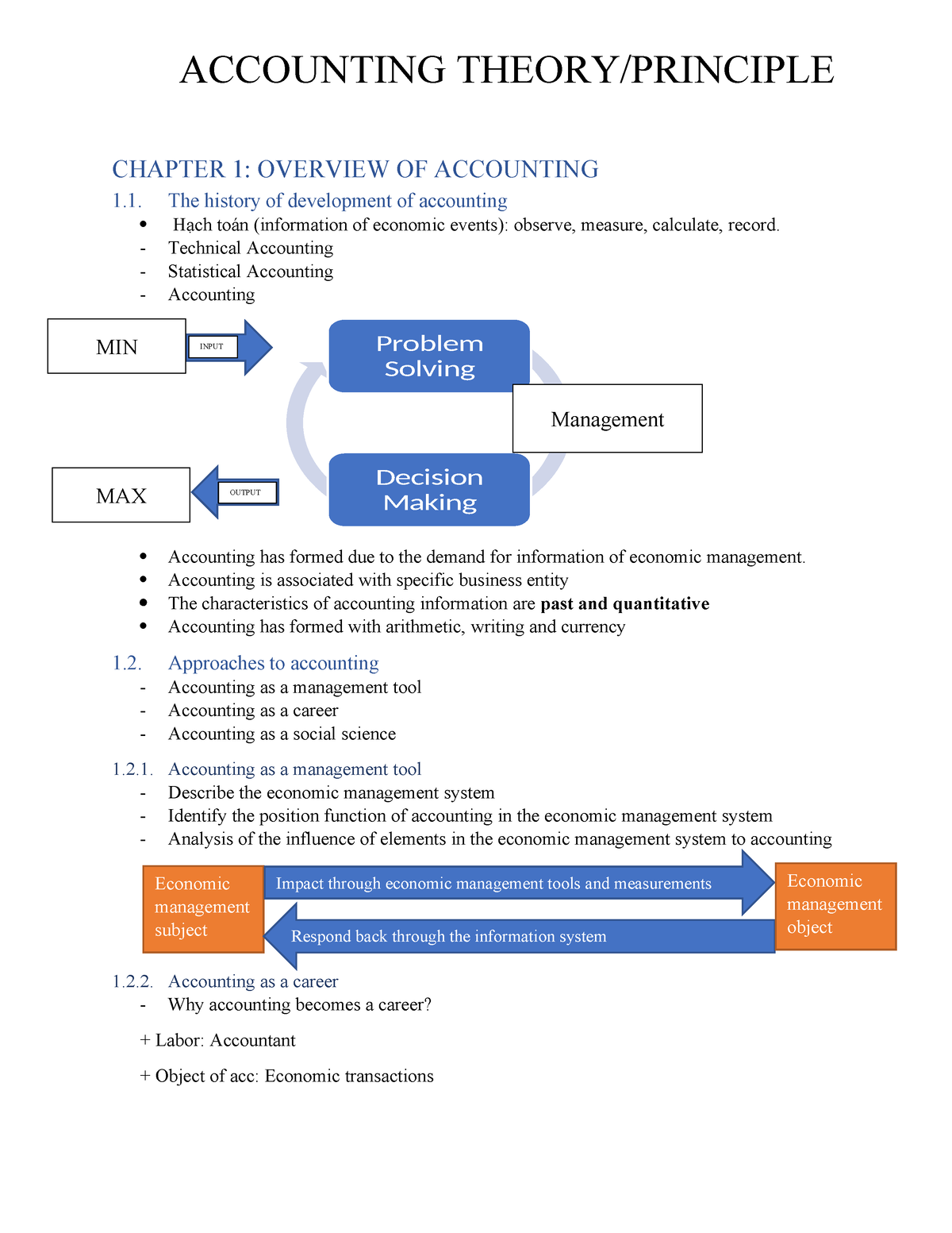 Accounting Theory - NLKT - CHAPTER 1: OVERVIEW OF ACCOUNTING 1. The ...