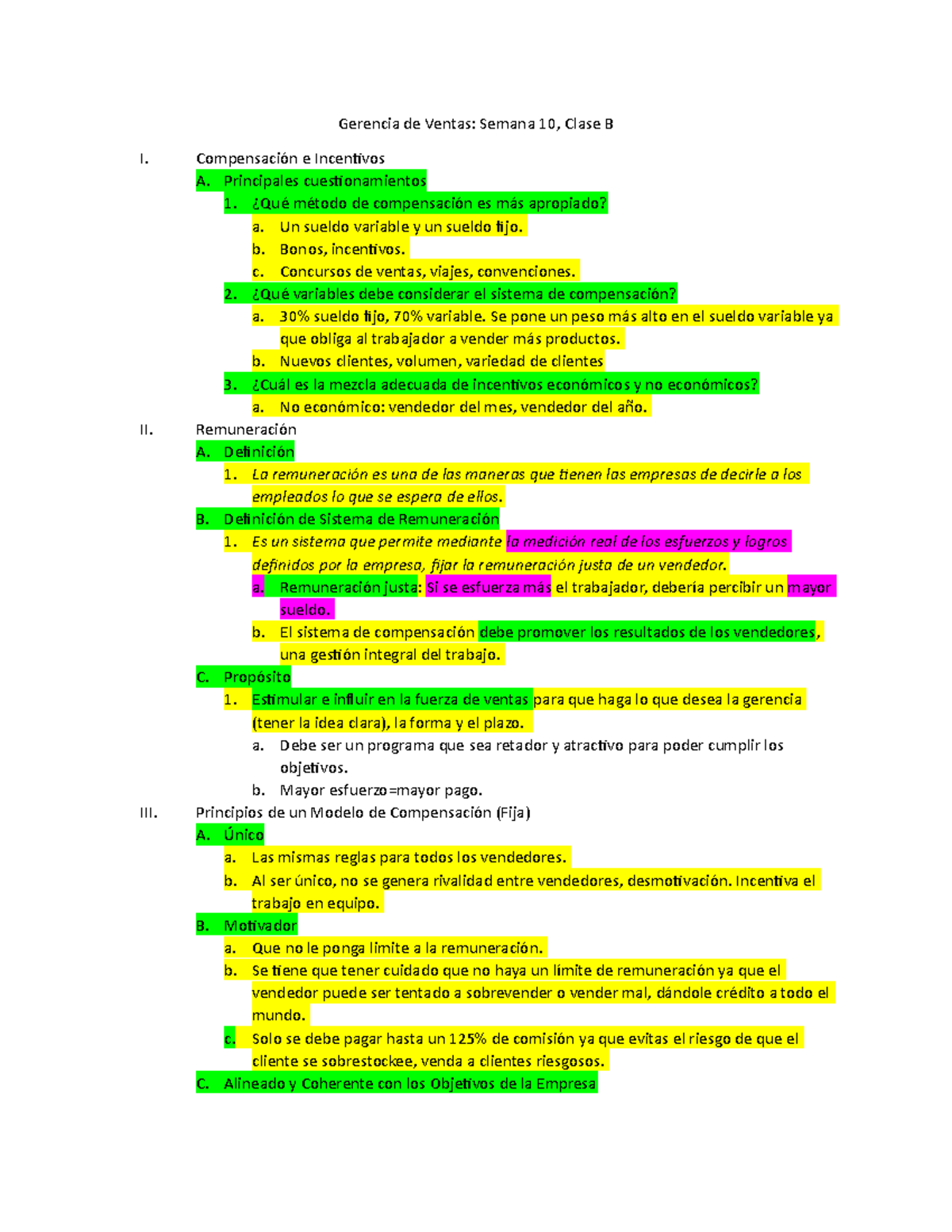 Semana 10, Clase B - II. E Incentivos A. Principales Cuestionamientos 1 ...