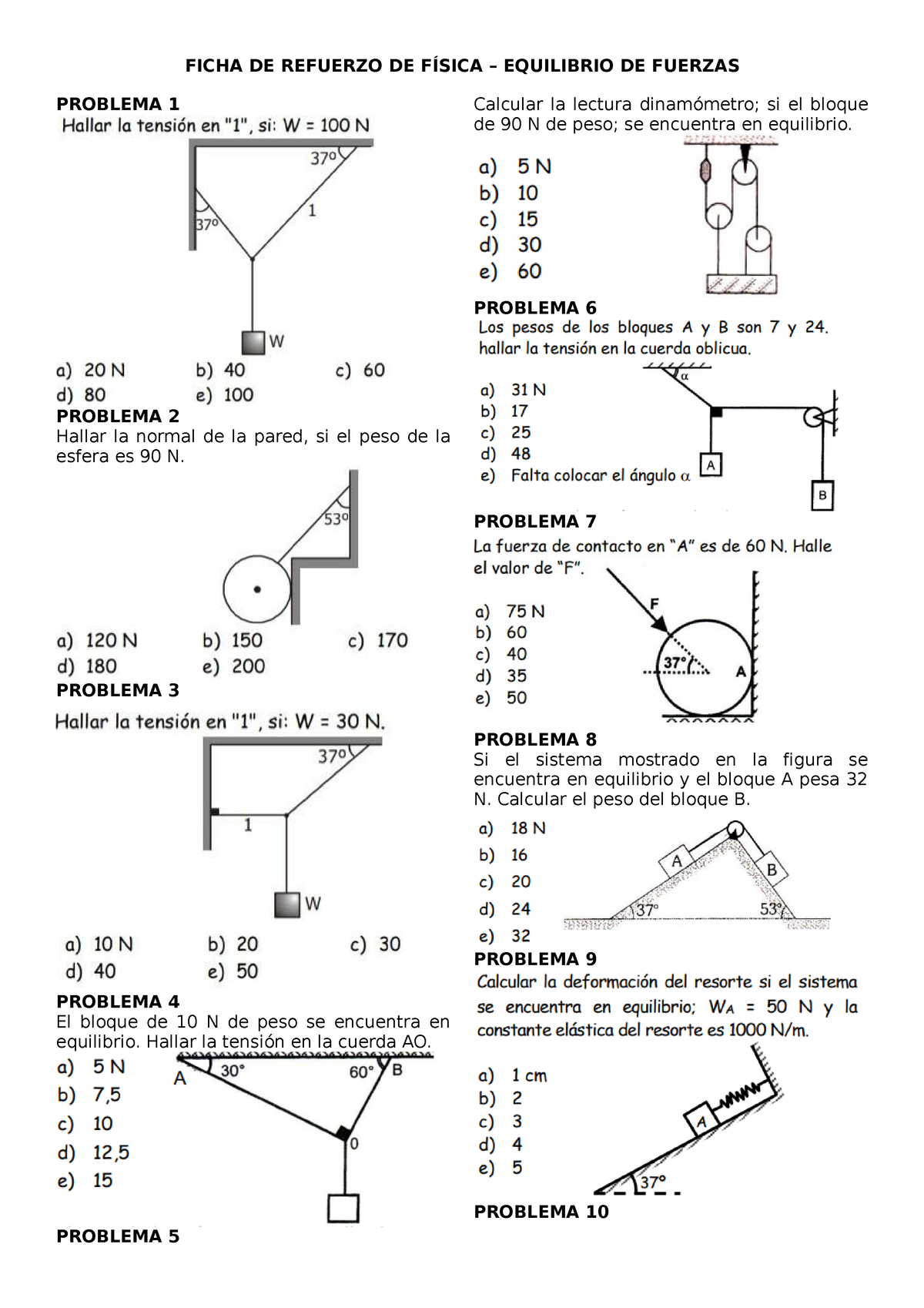 Ficha DE Refuerzo DE Equilibrio DE Fuerzas -B - FICHA DE REFUERZO DE ...