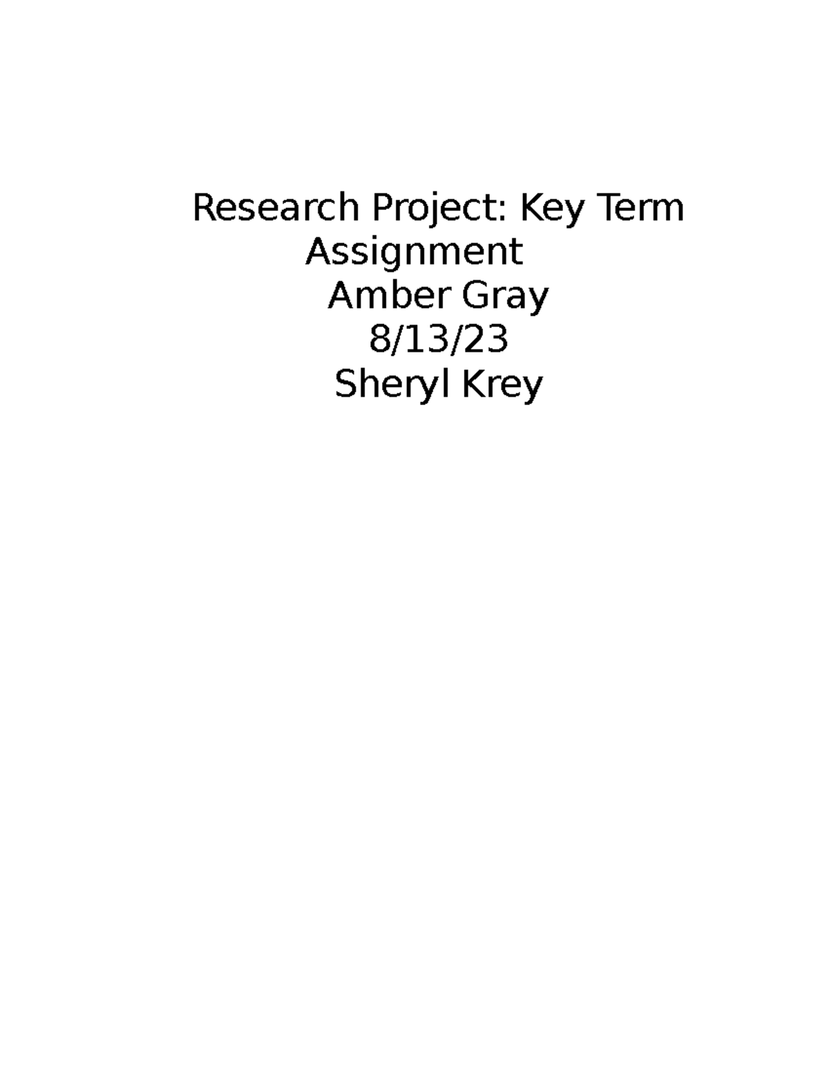 research project key term assignment