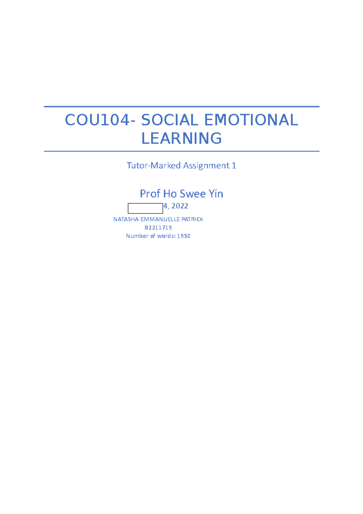 week four assignment 1 social emotional learning toolbox