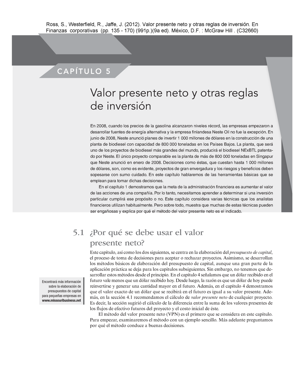 Valor Presente Neto Y Otras Reglas De Inversión CapÍtulo 5 Valor Presente Neto Y Otras Reglas 2004