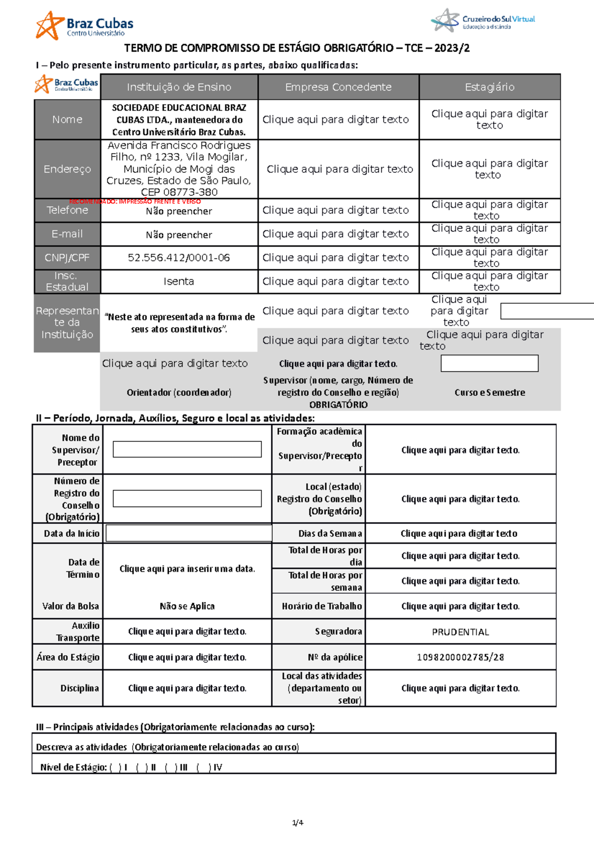 Tce obrigatorio braz cubas TERMO DE COMPROMISSO DE ESTÁGIO