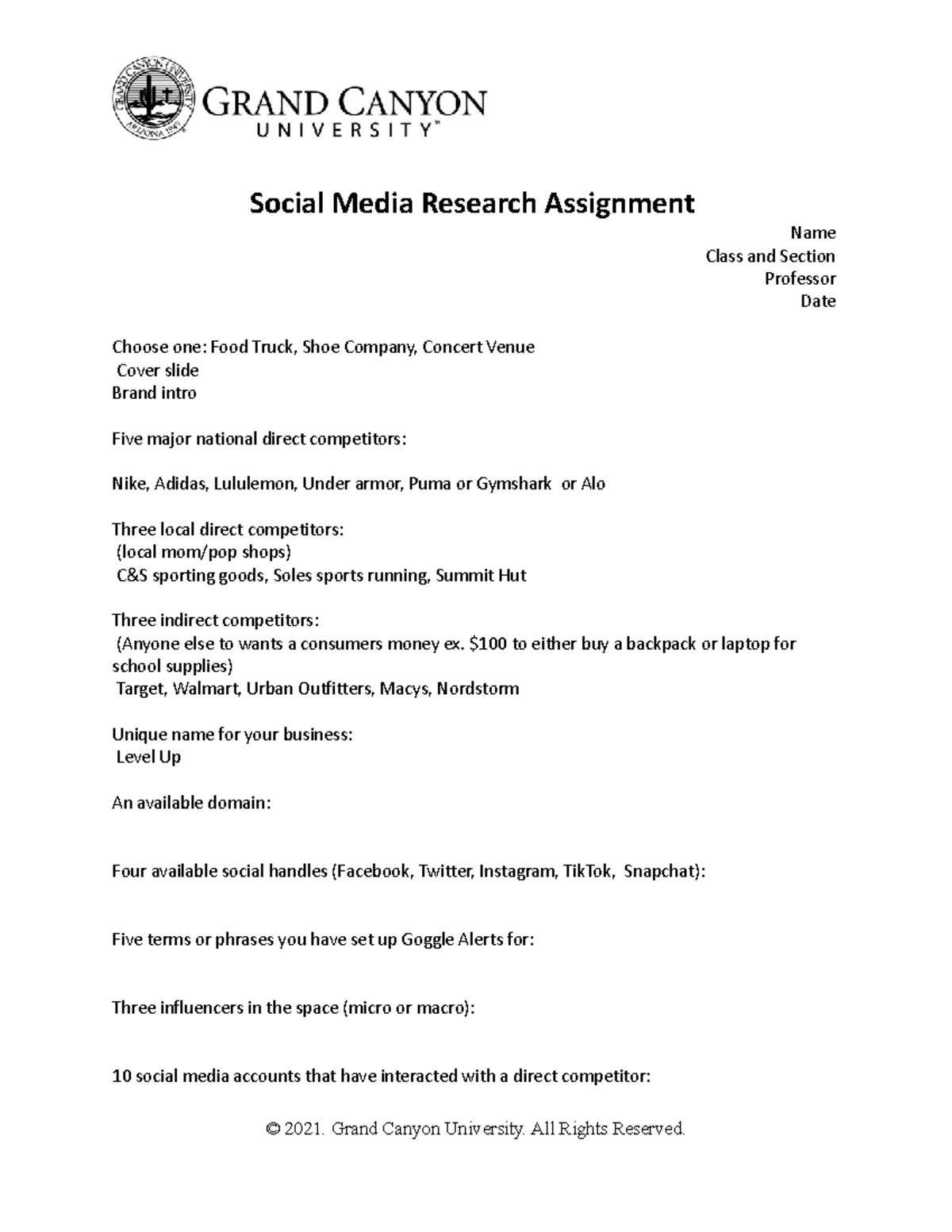 social media reflection assignment