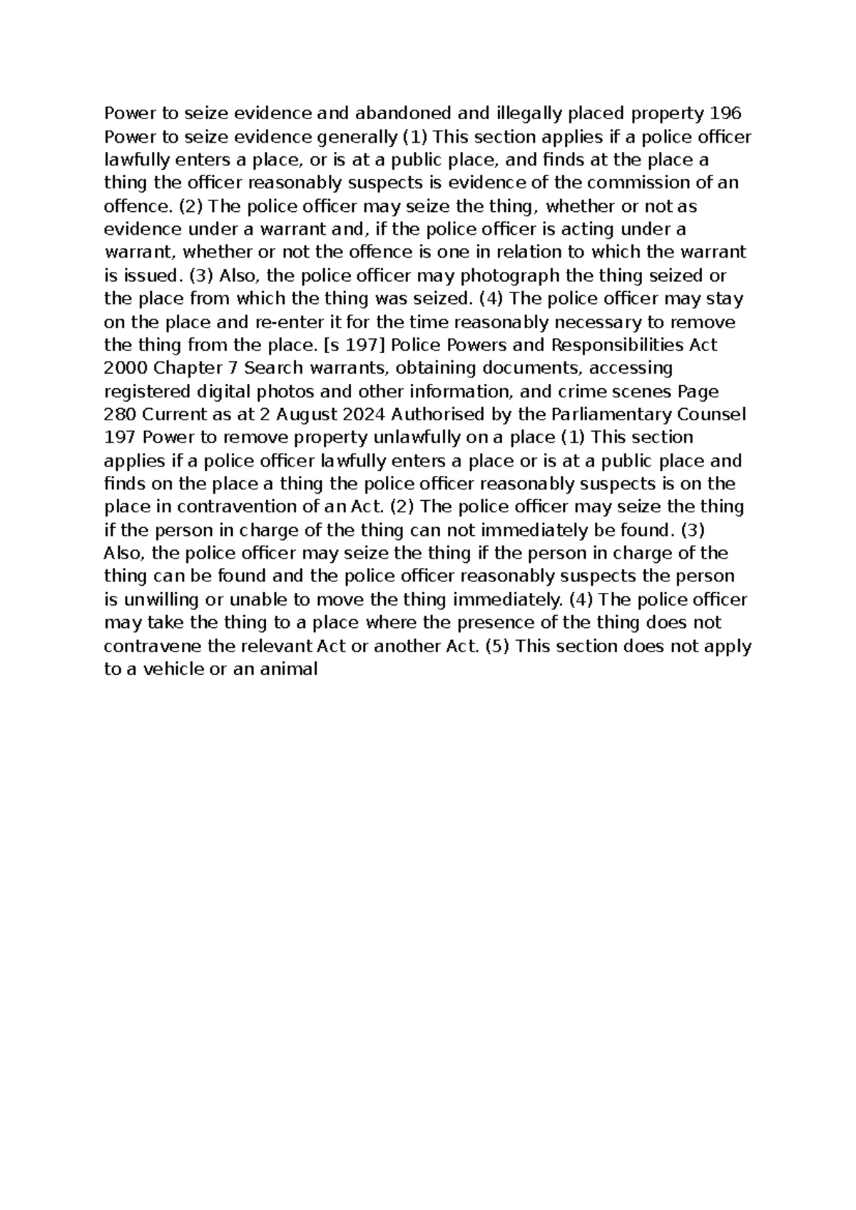 Crime 2 search seizure - relevant ppra act s196 - Power to seize ...