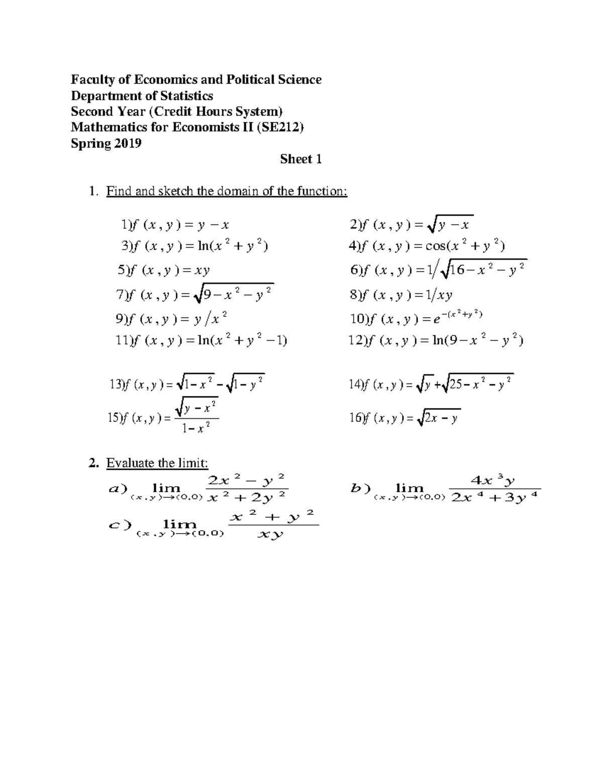 Sheet 1 Mathematics 611 Studocu